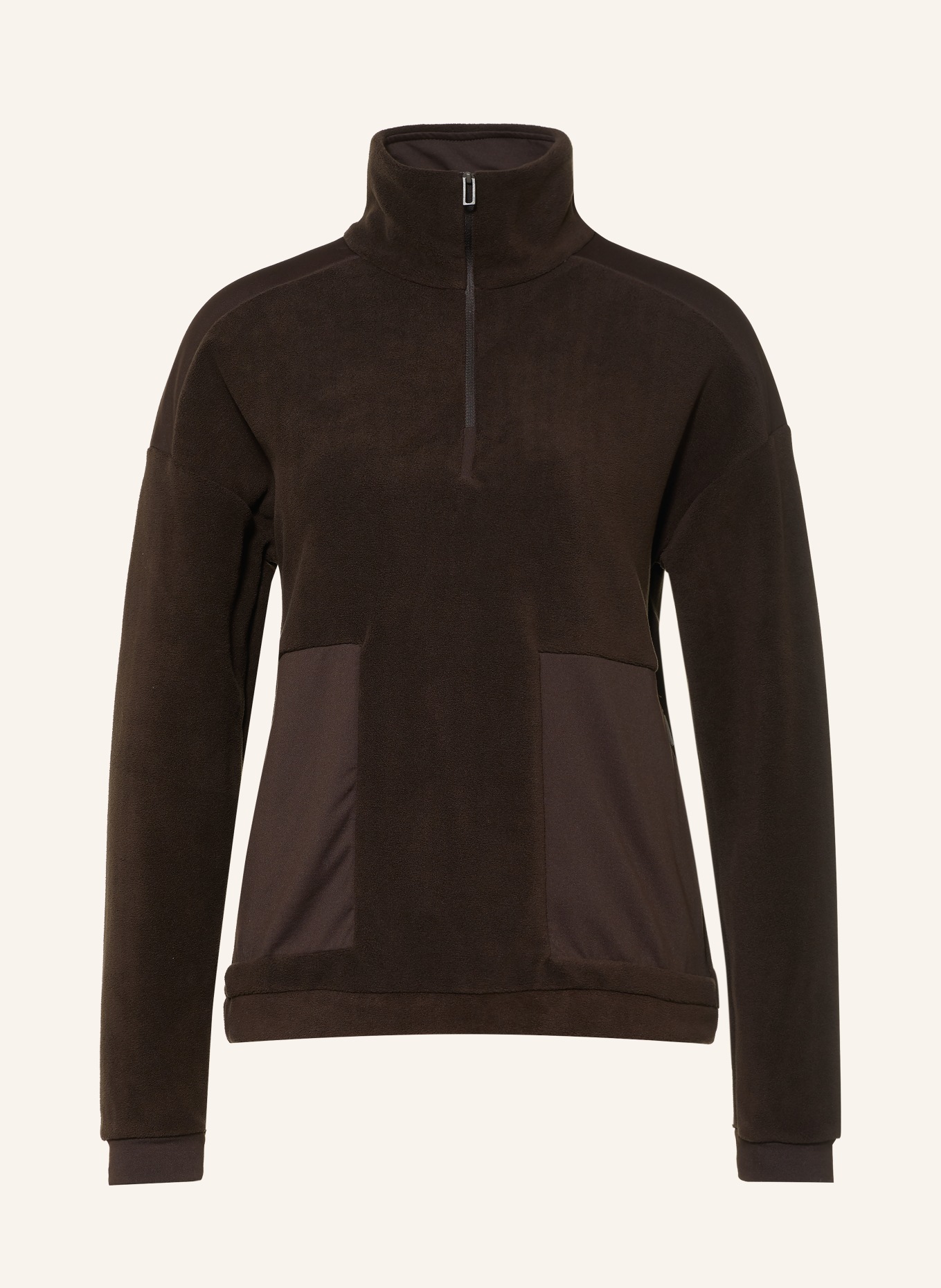 JEANNE BARET Sweter typu troyer z polaru ROCHEFORT: CIEMNOBRĄZOWY