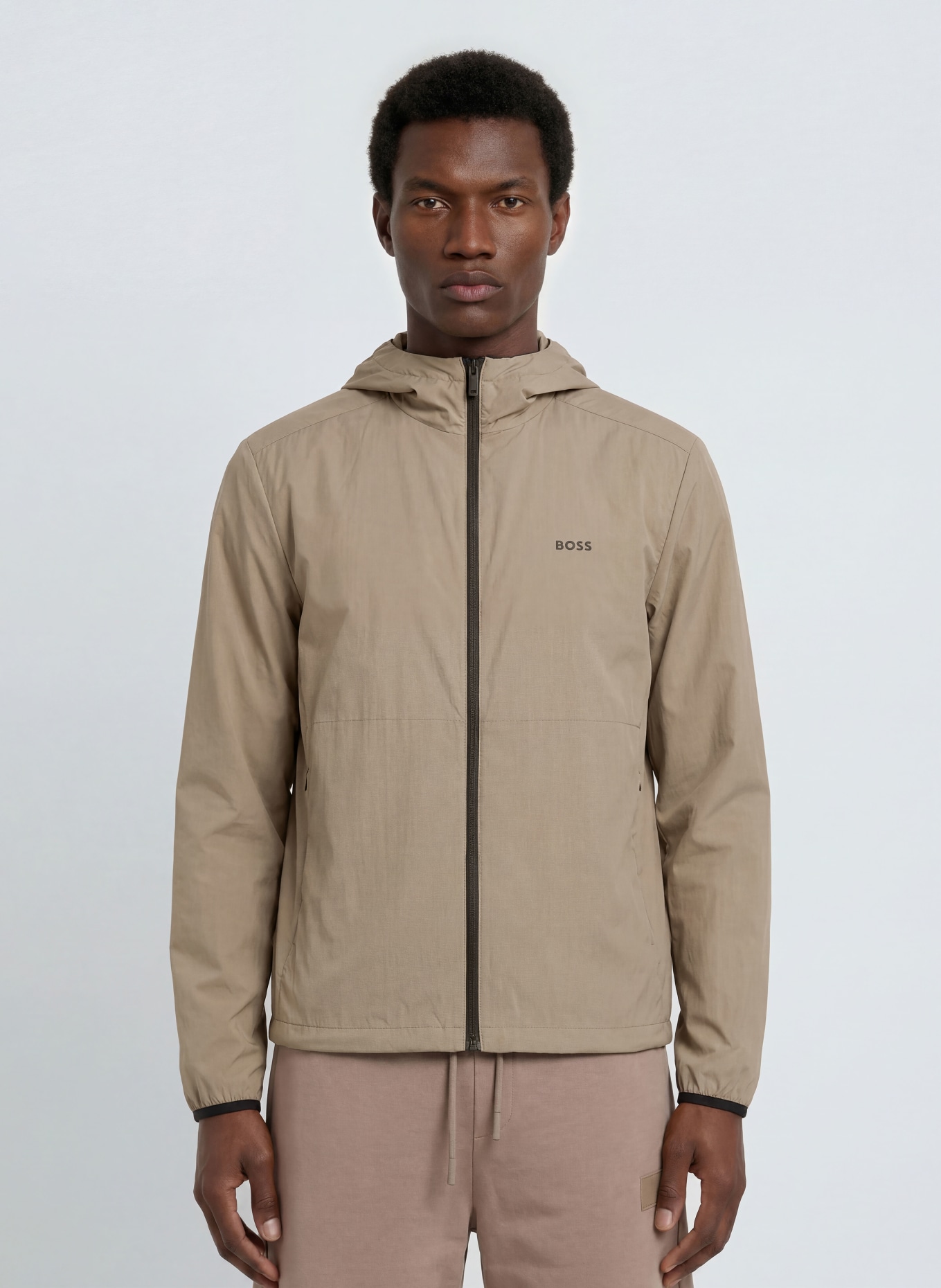 BOSS Funktionsjakke AIRYNIX: BEIGE / SORT