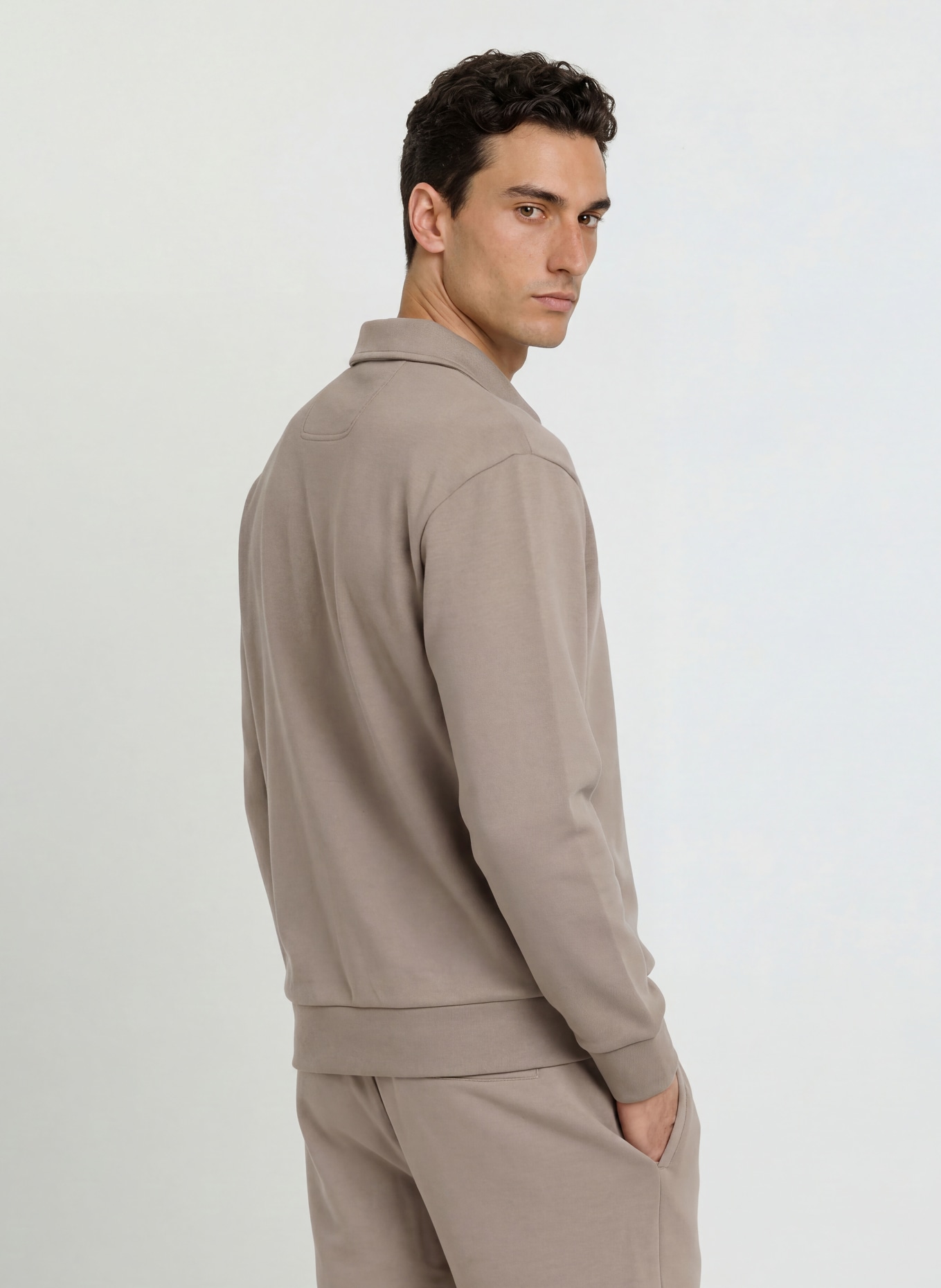 BOSS PLACKET Sweat Polo Shirt: GRAY