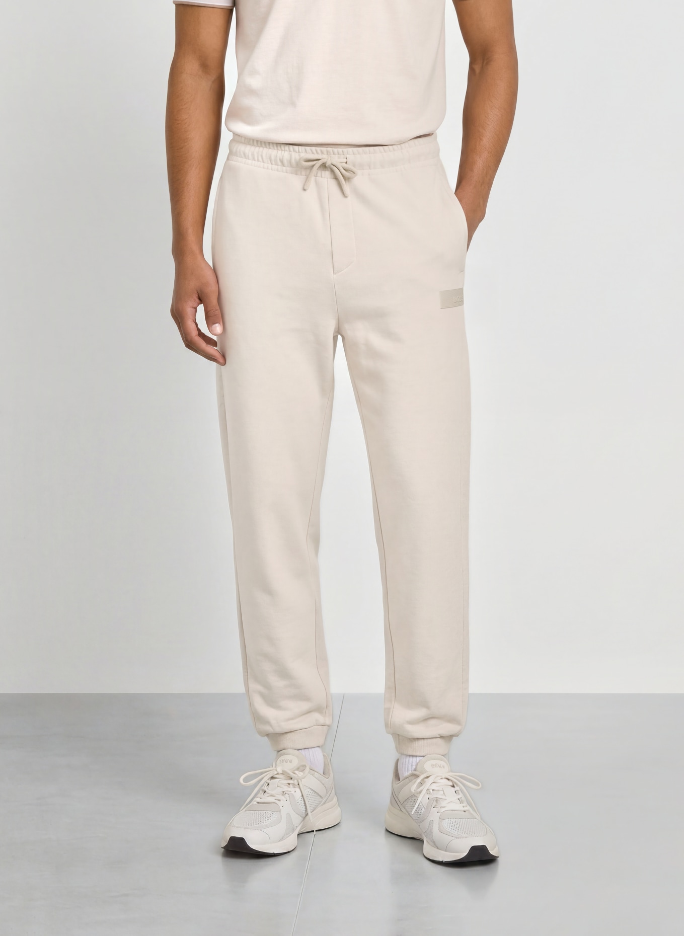 BOSS Lange joggingbukser: CREME