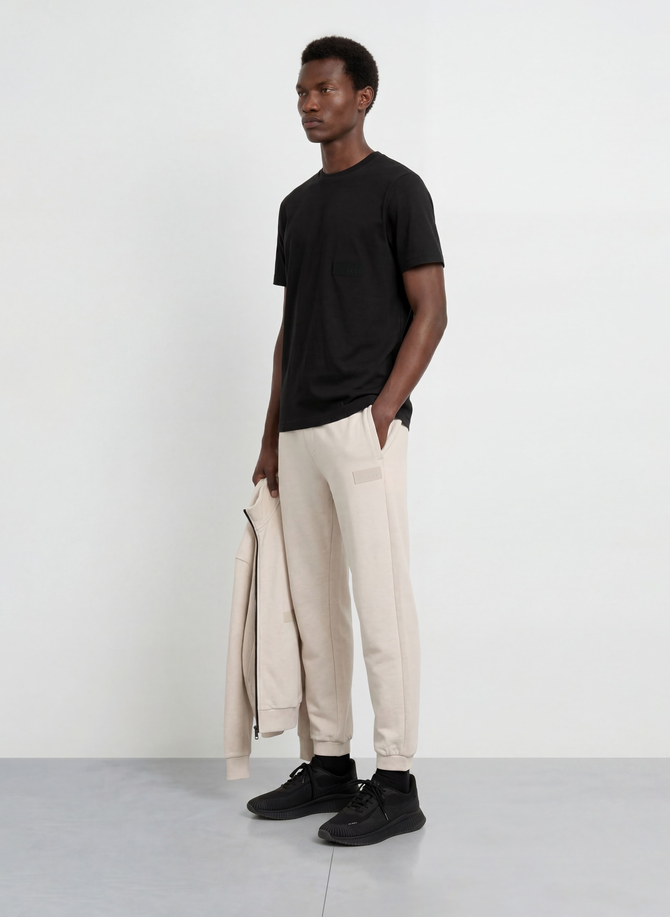 BOSS Tricou STRUCTURE: NEGRU