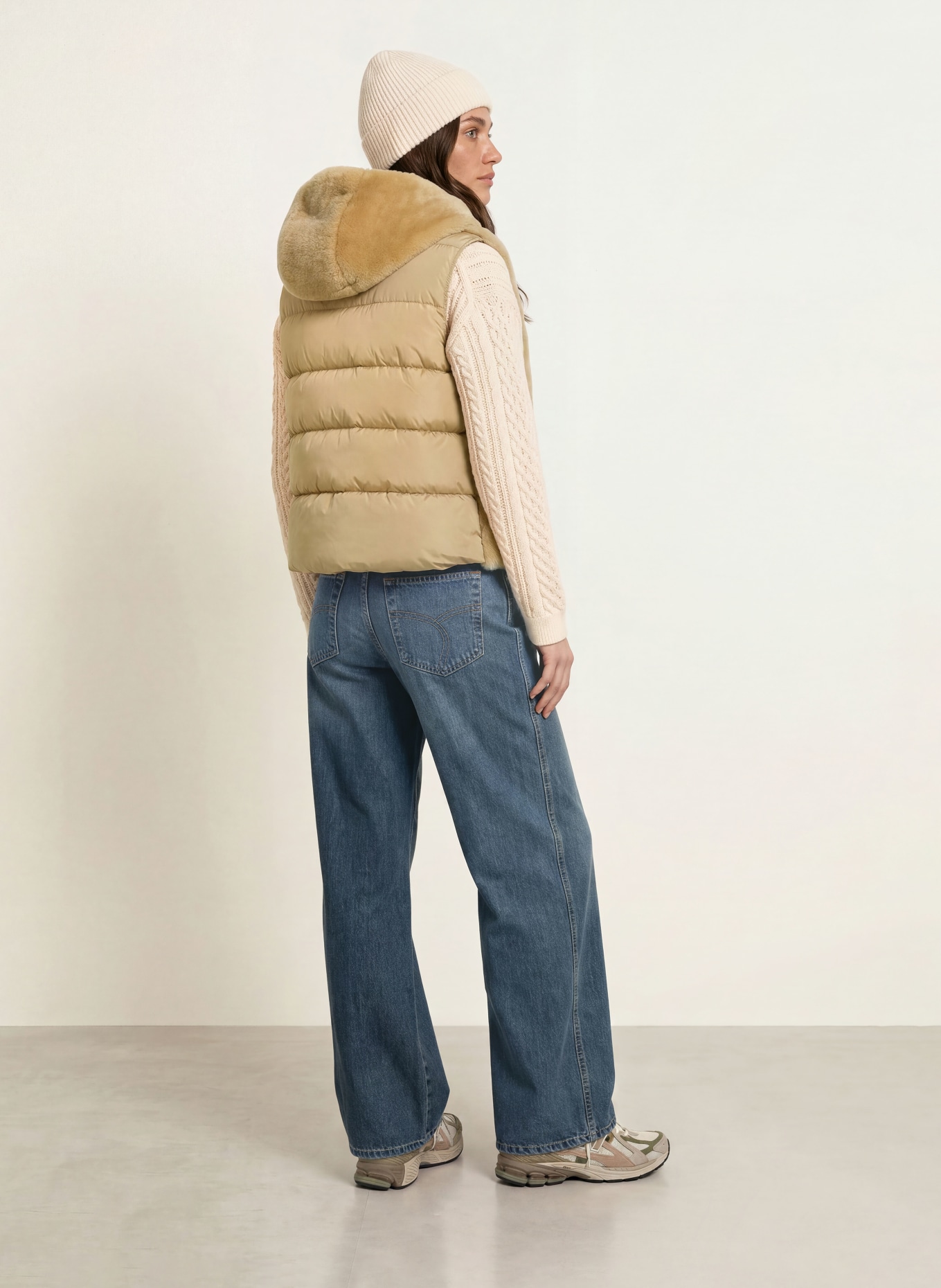 SAVE THE DUCK Gewatteerd vest CASSANDRA in een mix van materialen: BEIGE