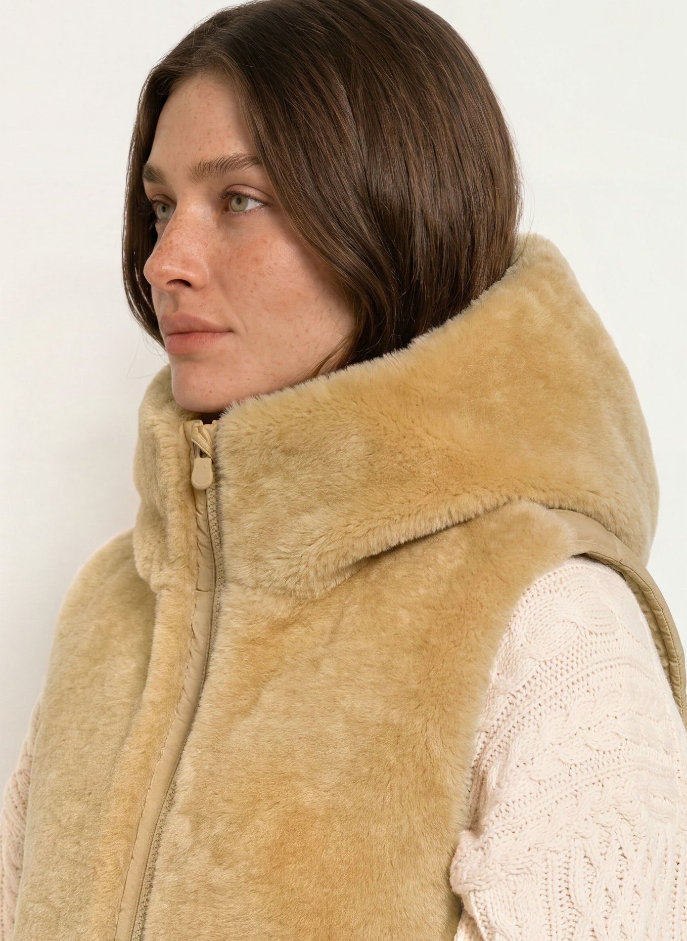SAVE THE DUCK Gewatteerd vest CASSANDRA in een mix van materialen: BEIGE
