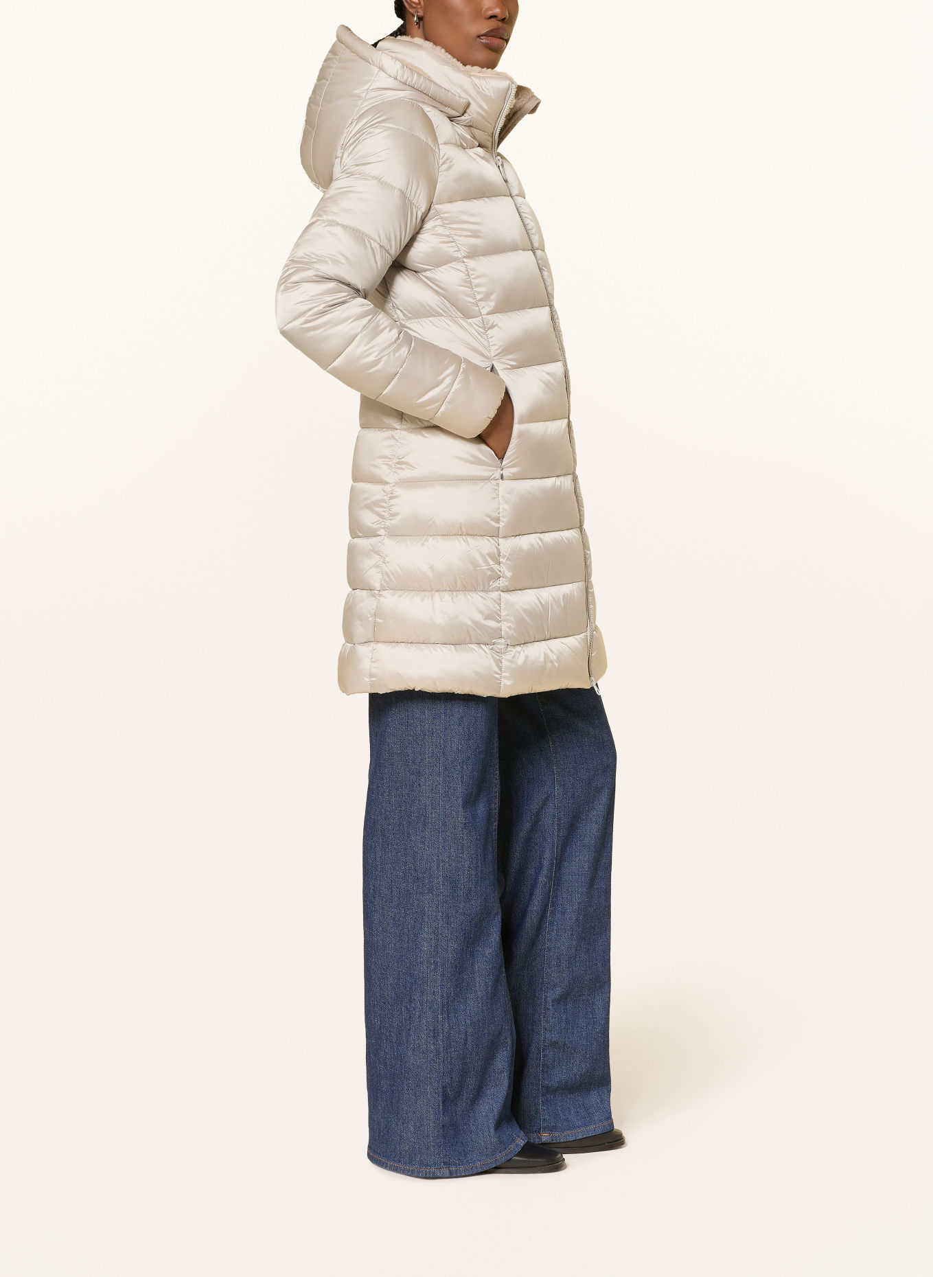 SAVE THE DUCK Steppmantel CLELIA mit abnehmbarer Kapuze: BEIGE