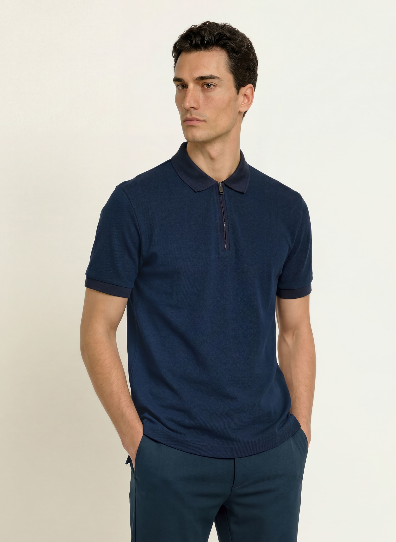 BOSS Piqué-Poloshirt PEI: DUNKELBLAU