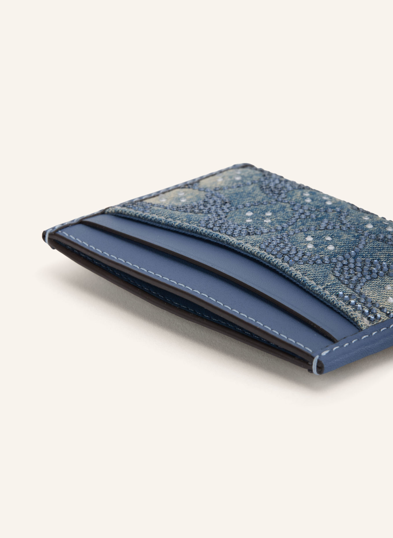 COACH Kartenetui ESSENTIAL mit Schmucksteinen: HELLBLAU