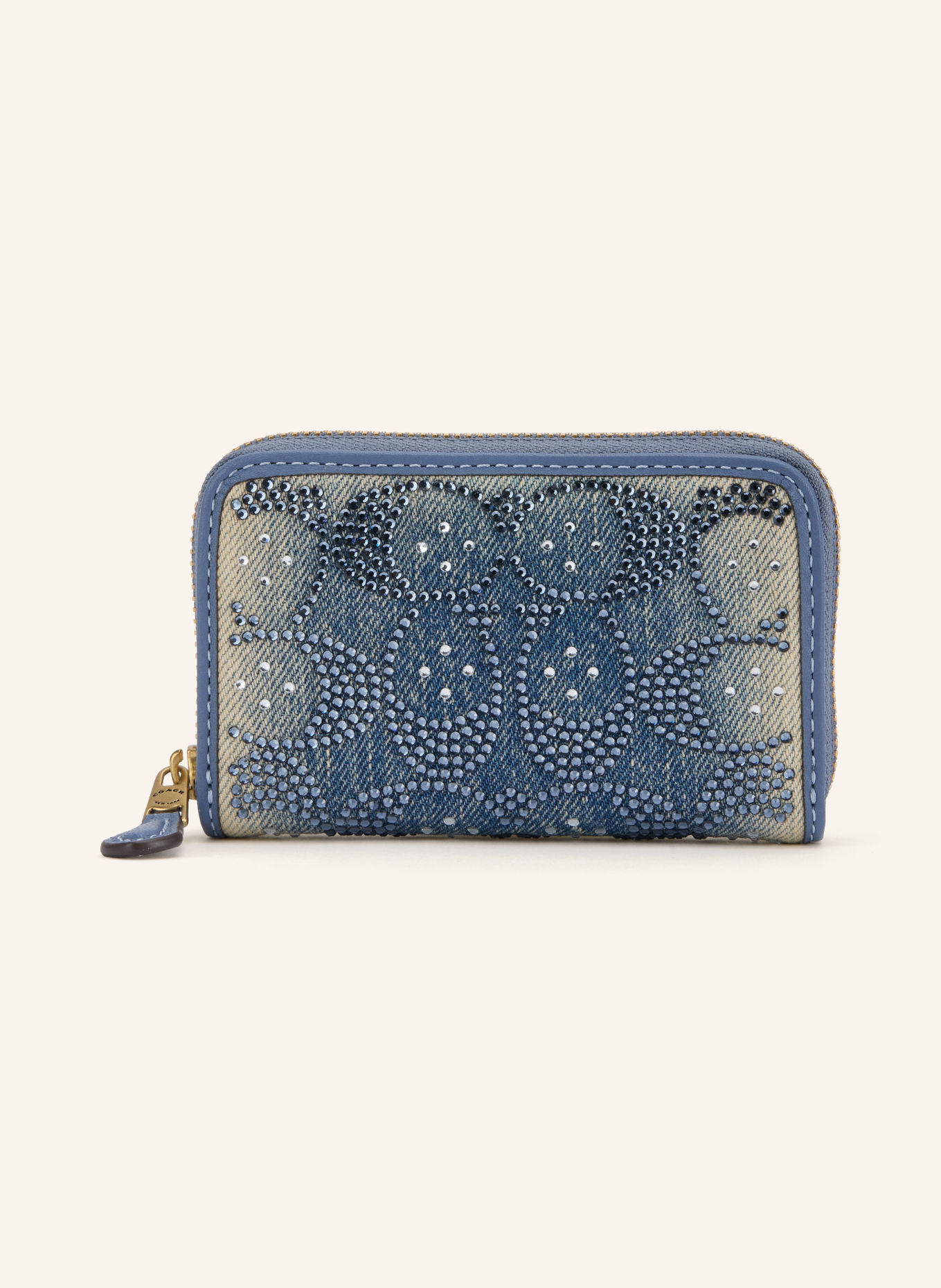 COACH Geldbörse ESSENTIAL SMALL mit Schmucksteinen: HELLBLAU / GOLD