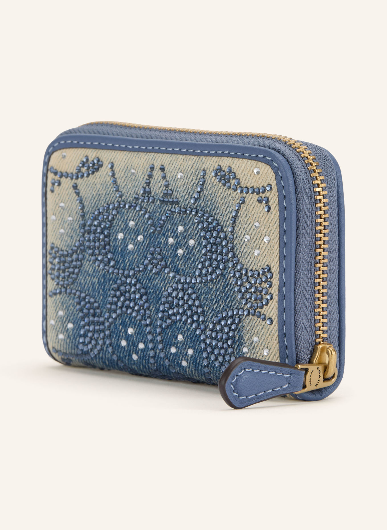 COACH Geldbörse ESSENTIAL SMALL mit Schmucksteinen: HELLBLAU / GOLD