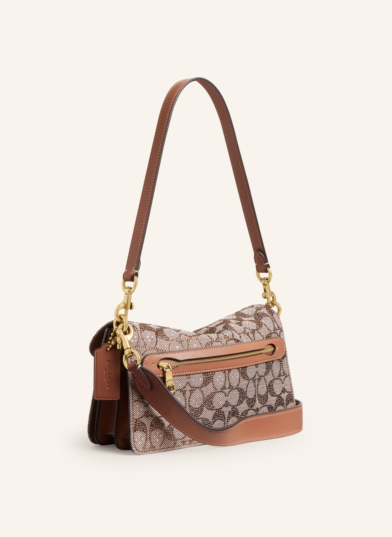 COACH Geantă de umăr TABBY 26 cu pietre decorative: BEJ / AUR / MARO