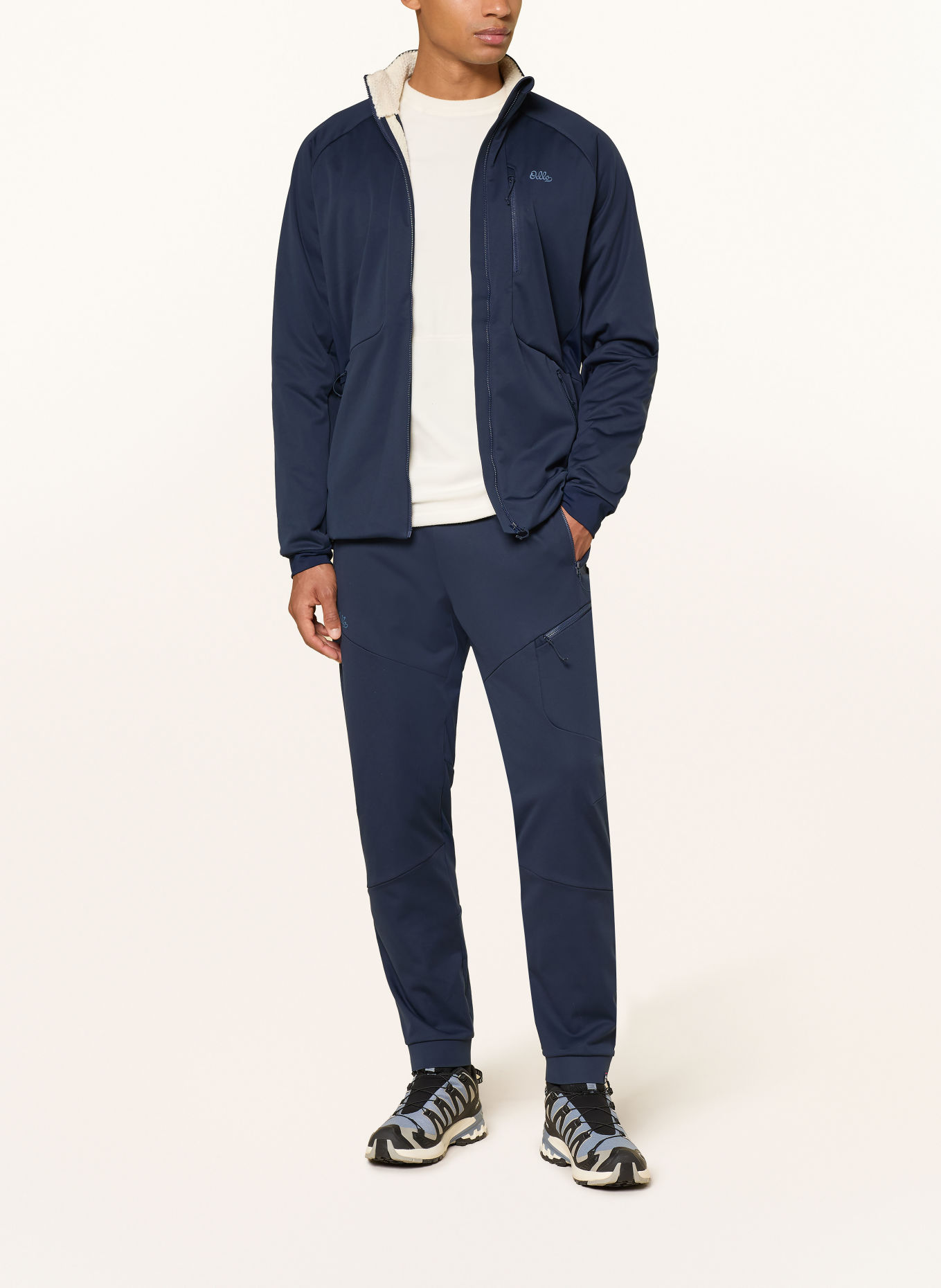 odlo Pantalon softshell ZEROWEIGHT X-WARM INSULATED 80 YEARS: BLEU FONCÉ / ROUGE