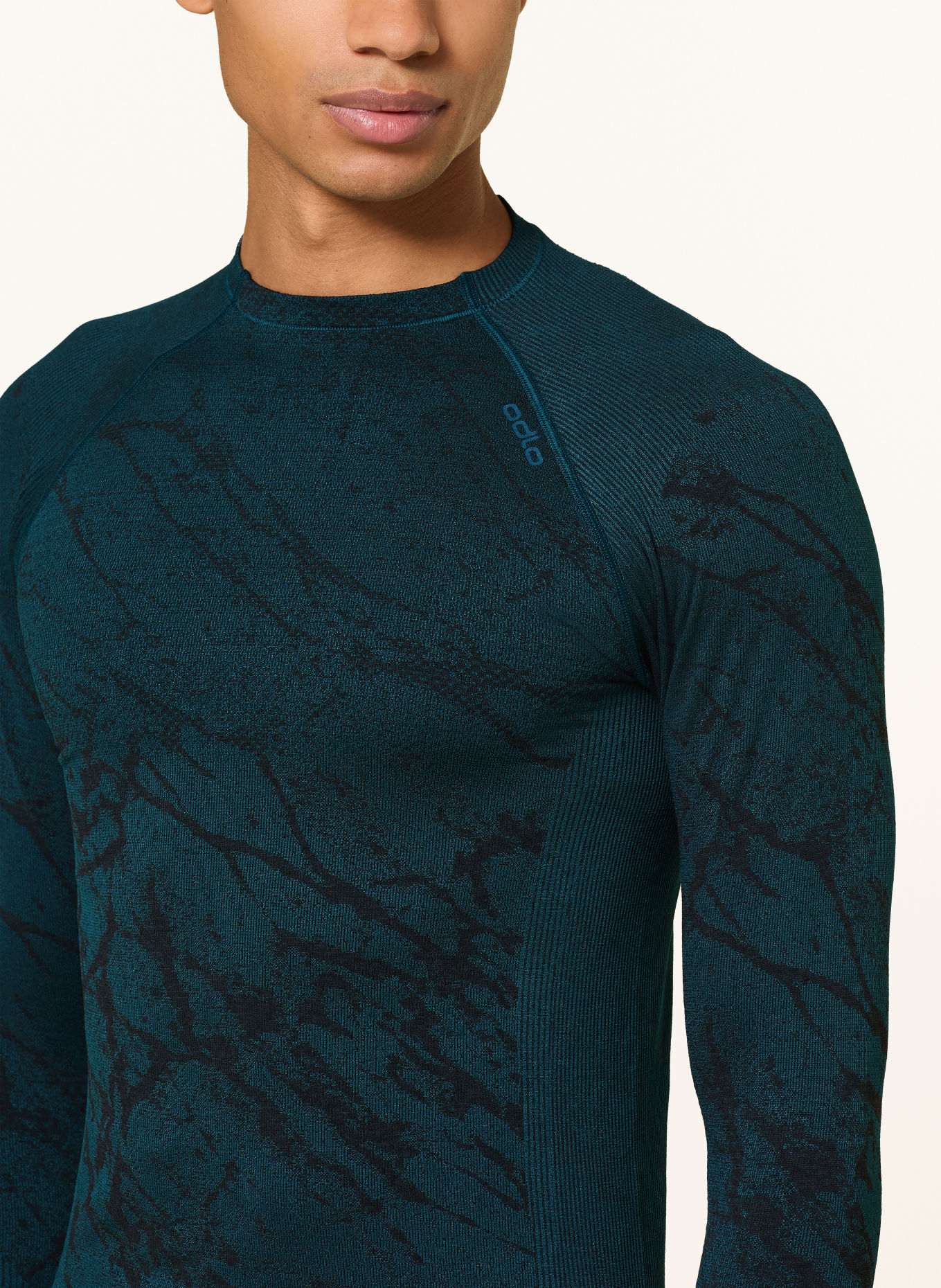 odlo Tricou funcțional PERFORMANCE WARM BLACKCOMB: PETROL / NEGRU