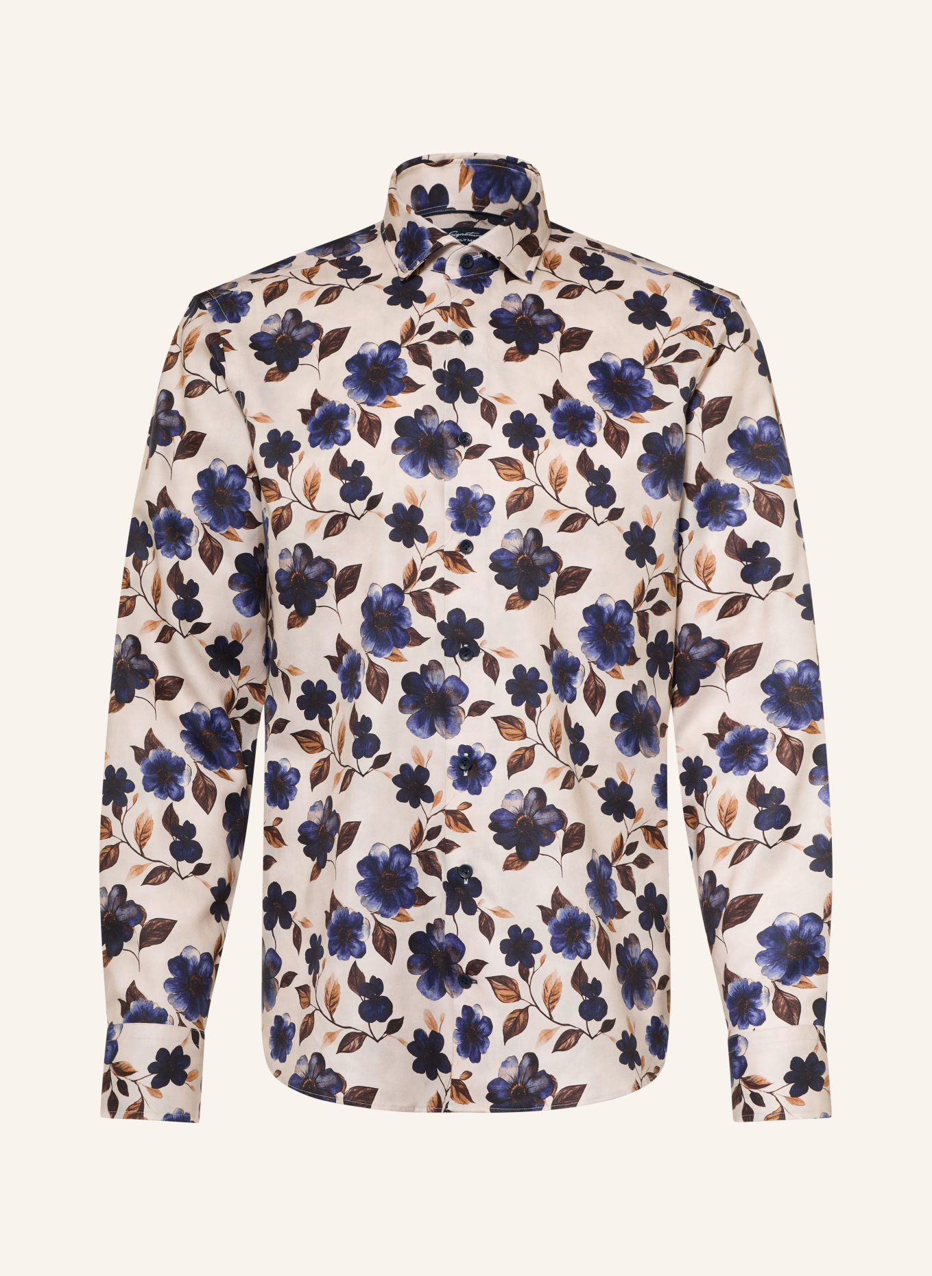 OLYMP SIGNATURE Hemd Signature tailored fit: CREME / DUNKELBRAUN / DUNKELBLAU