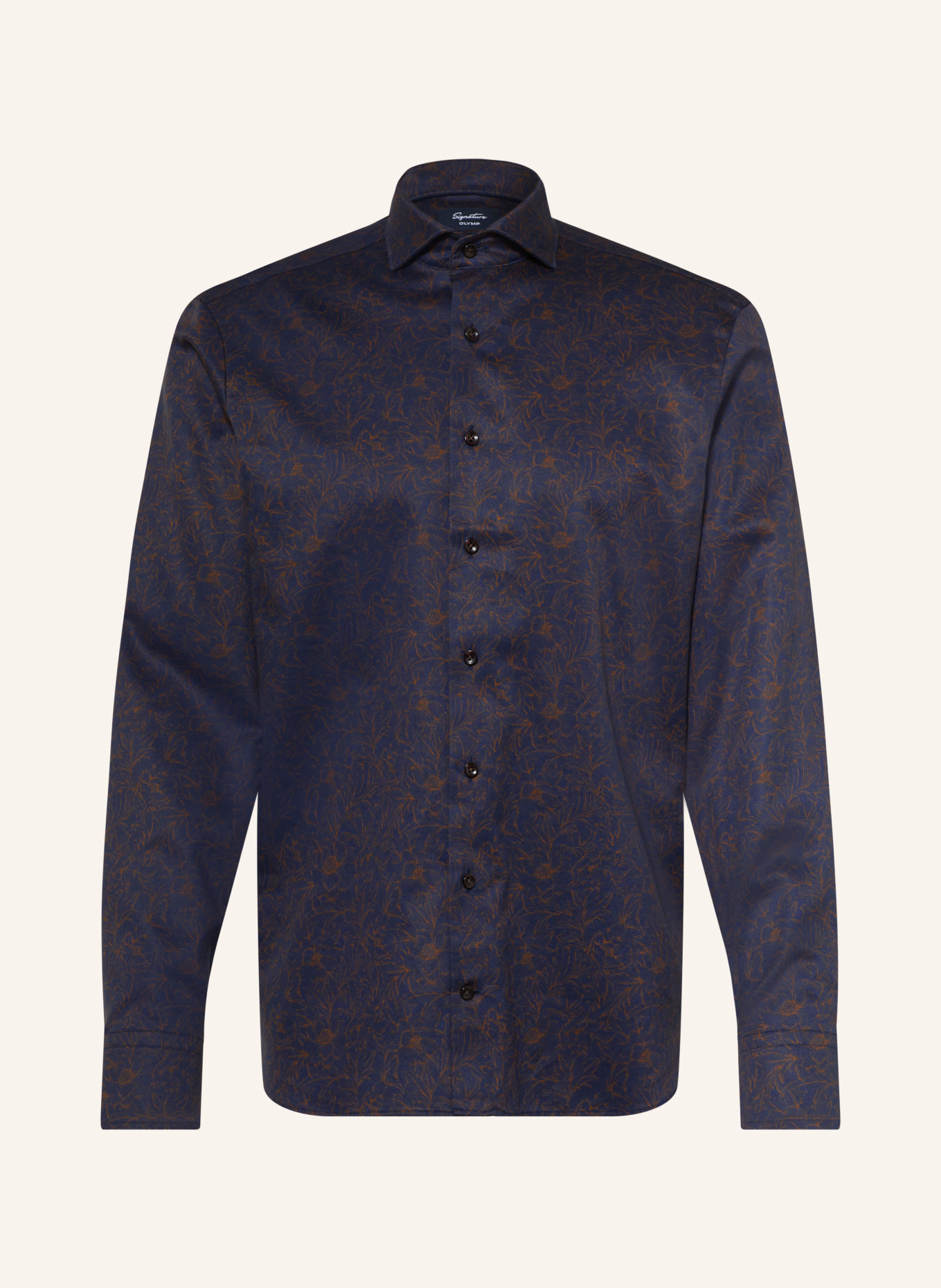 OLYMP SIGNATURE Hemd Casual tailored fit: DUNKELBLAU / COGNAC