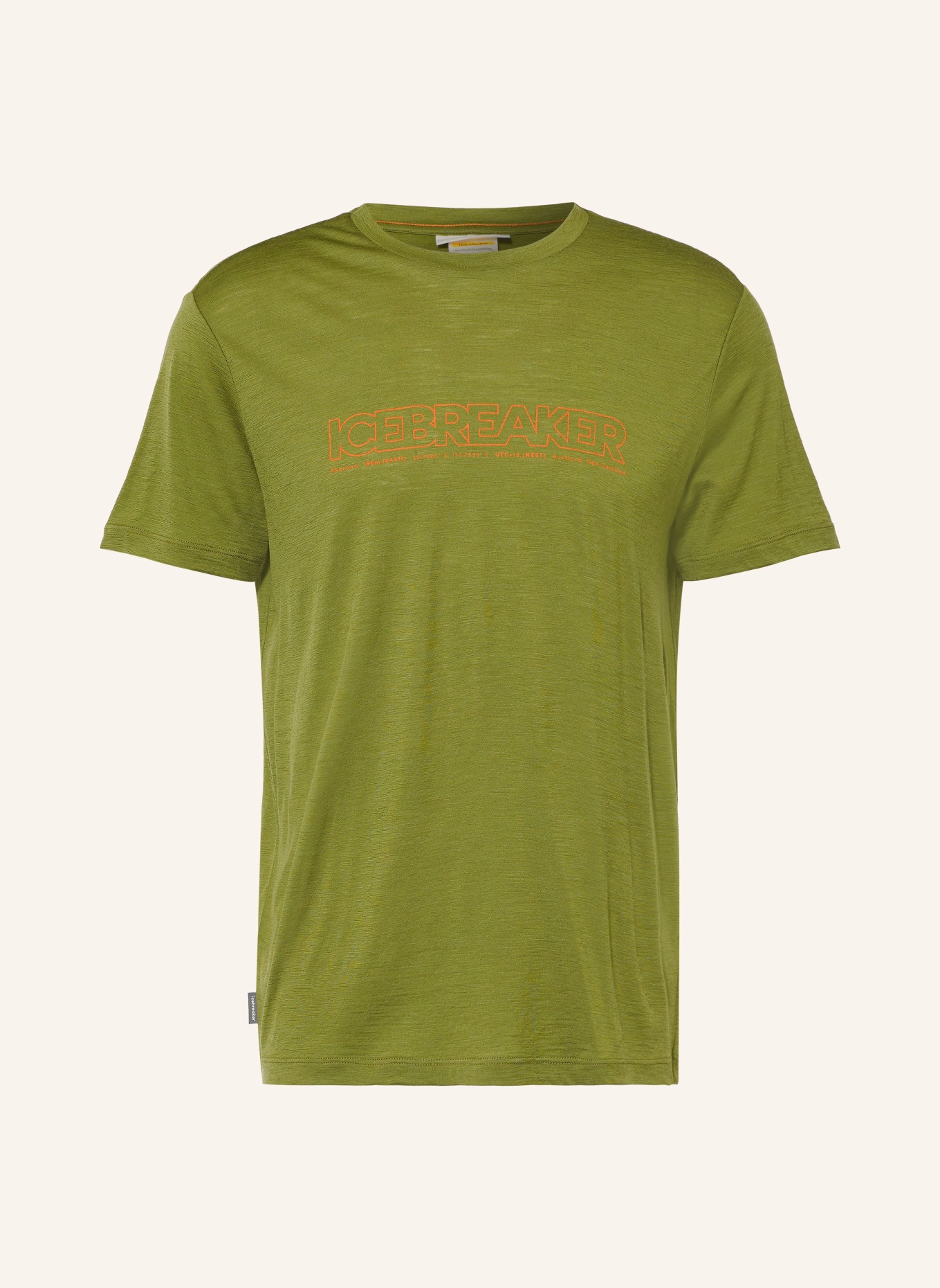 icebreaker T-shirt 150 TECH LITE van merinowol: GROEN / ORANJE