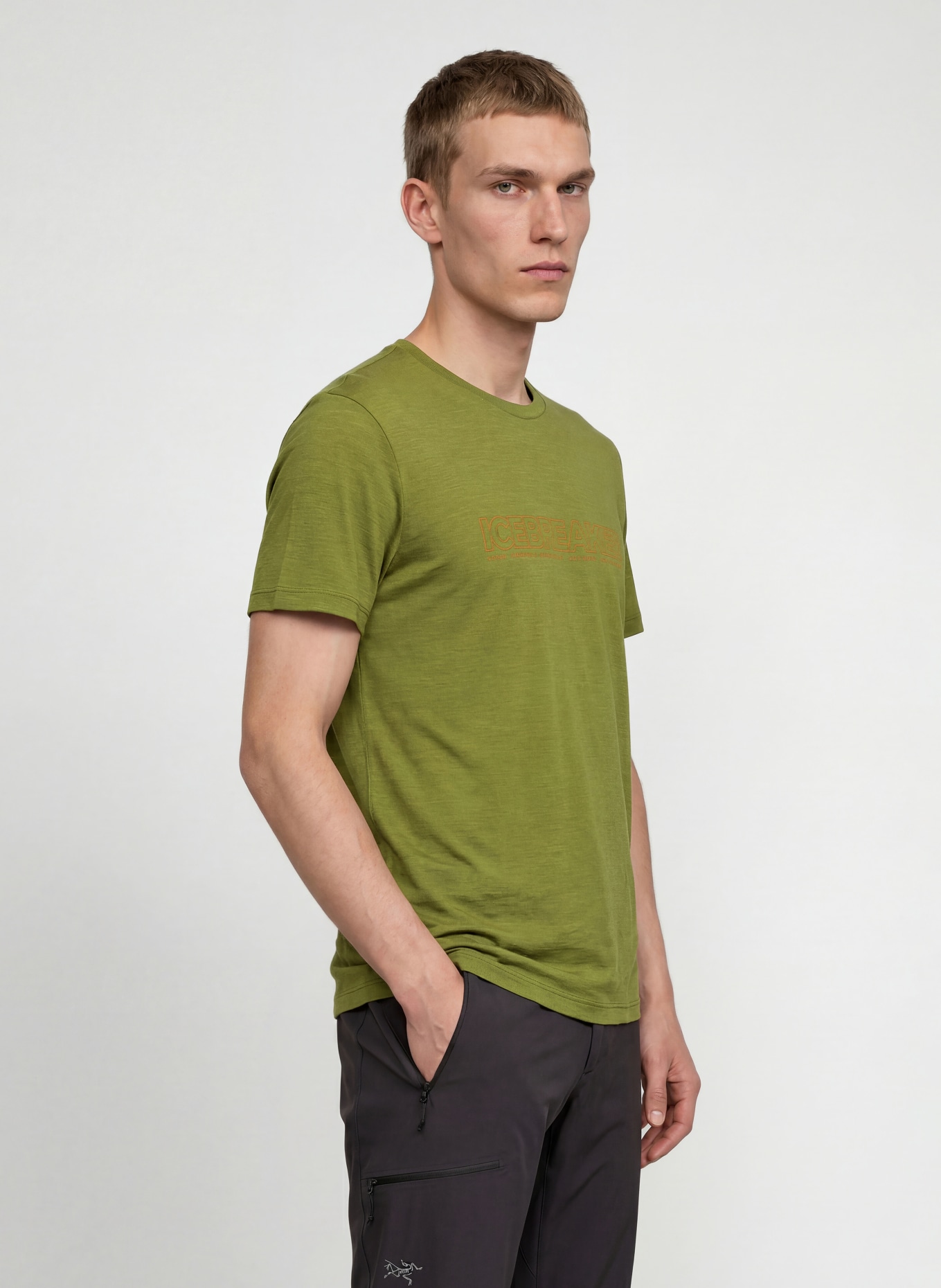 icebreaker T-shirt 150 TECH LITE van merinowol: GROEN / ORANJE