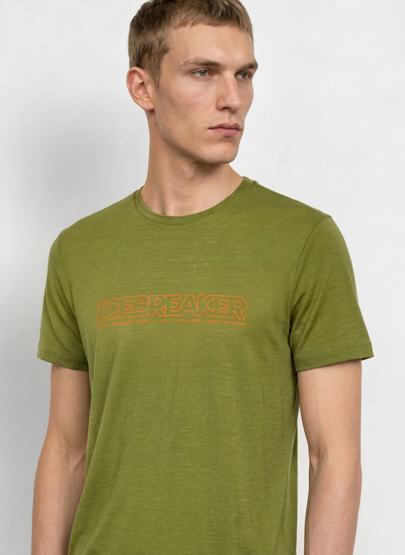 icebreaker T-shirt 150 TECH LITE van merinowol: GROEN / ORANJE