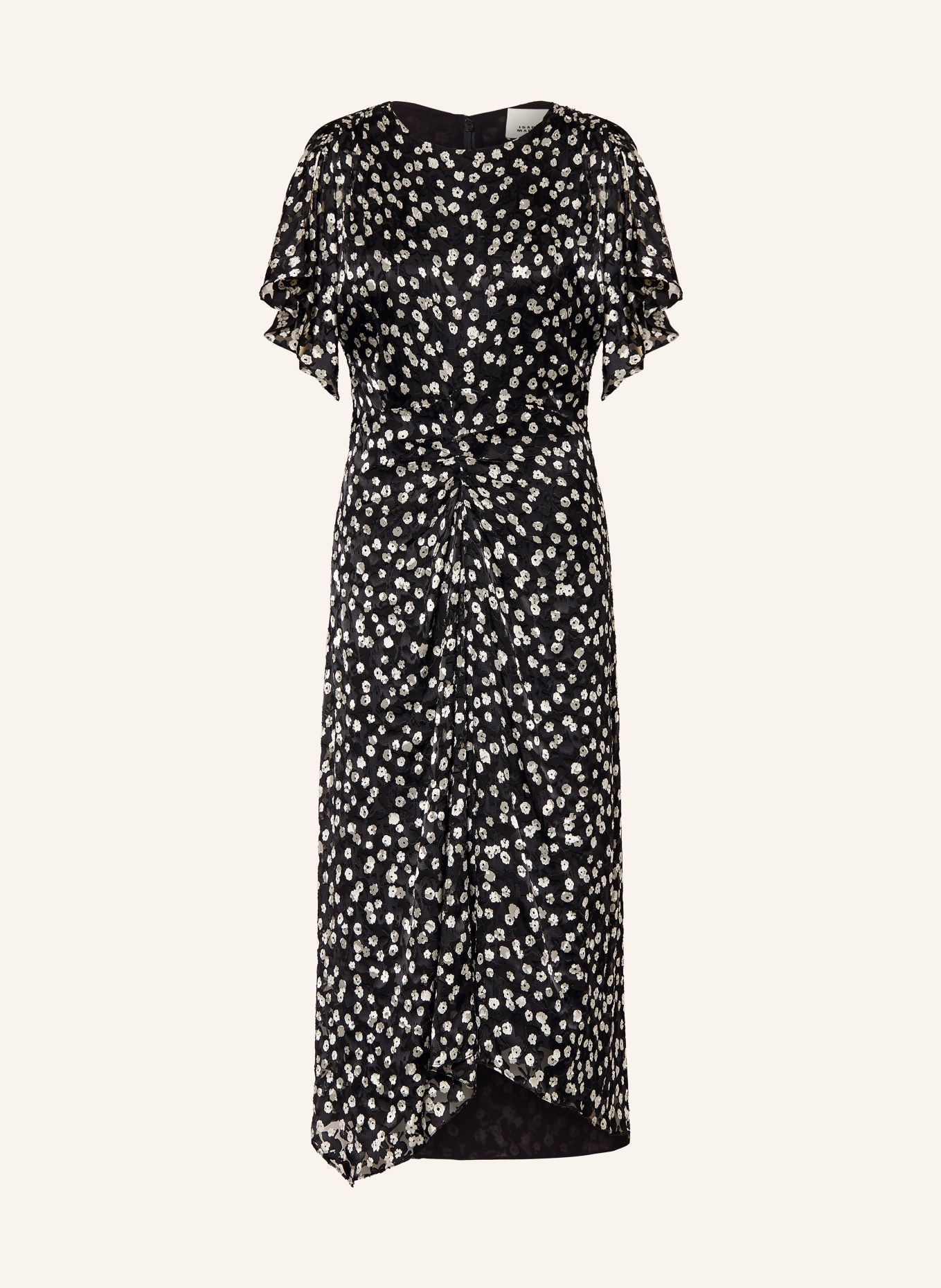 ISABEL MARANT Rochie HERVA din jacquard cu mătase: NEGRU / ALB