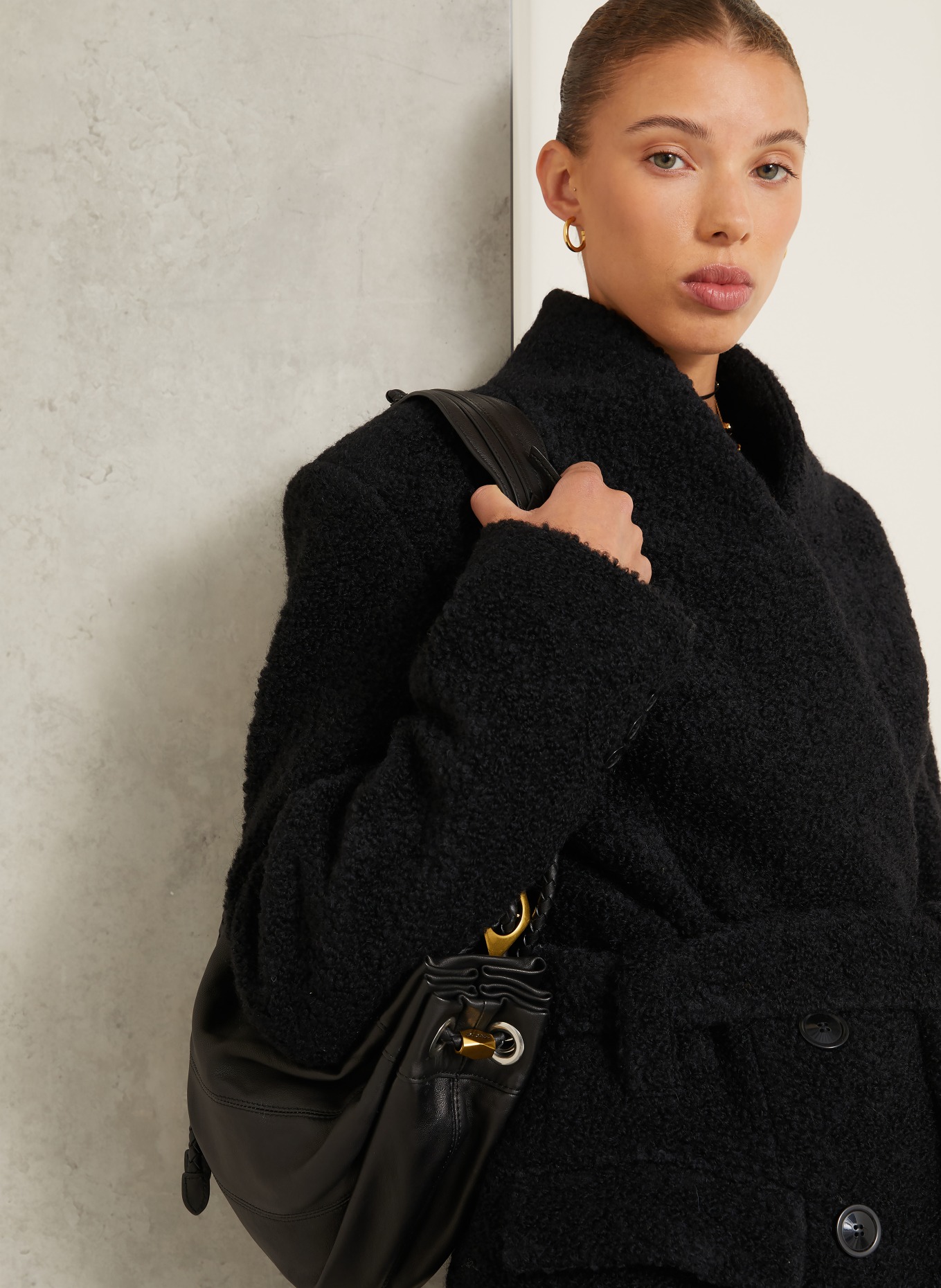 ISABEL MARANT Bouclé-jacka SYNDRA med alpacka: SVART