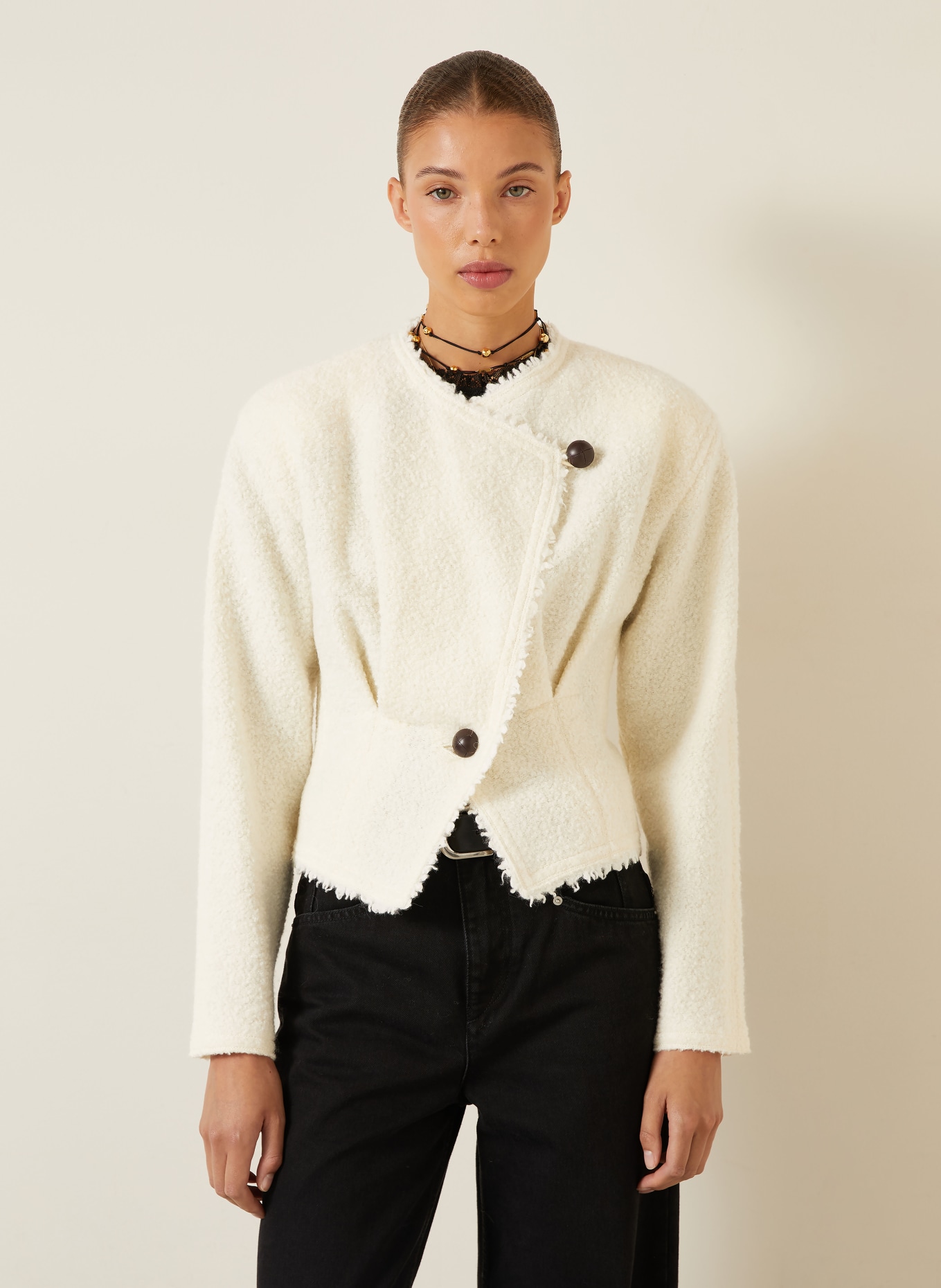 ISABEL MARANT Blazer en bouclé SUNA: ÉCRU