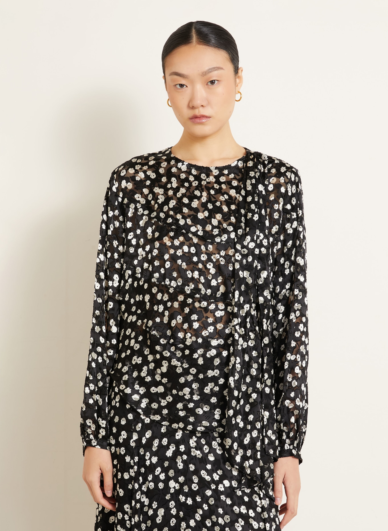 ISABEL MARANT Blusenshirt FIRMA mit Seide: SCHWARZ / WEISS