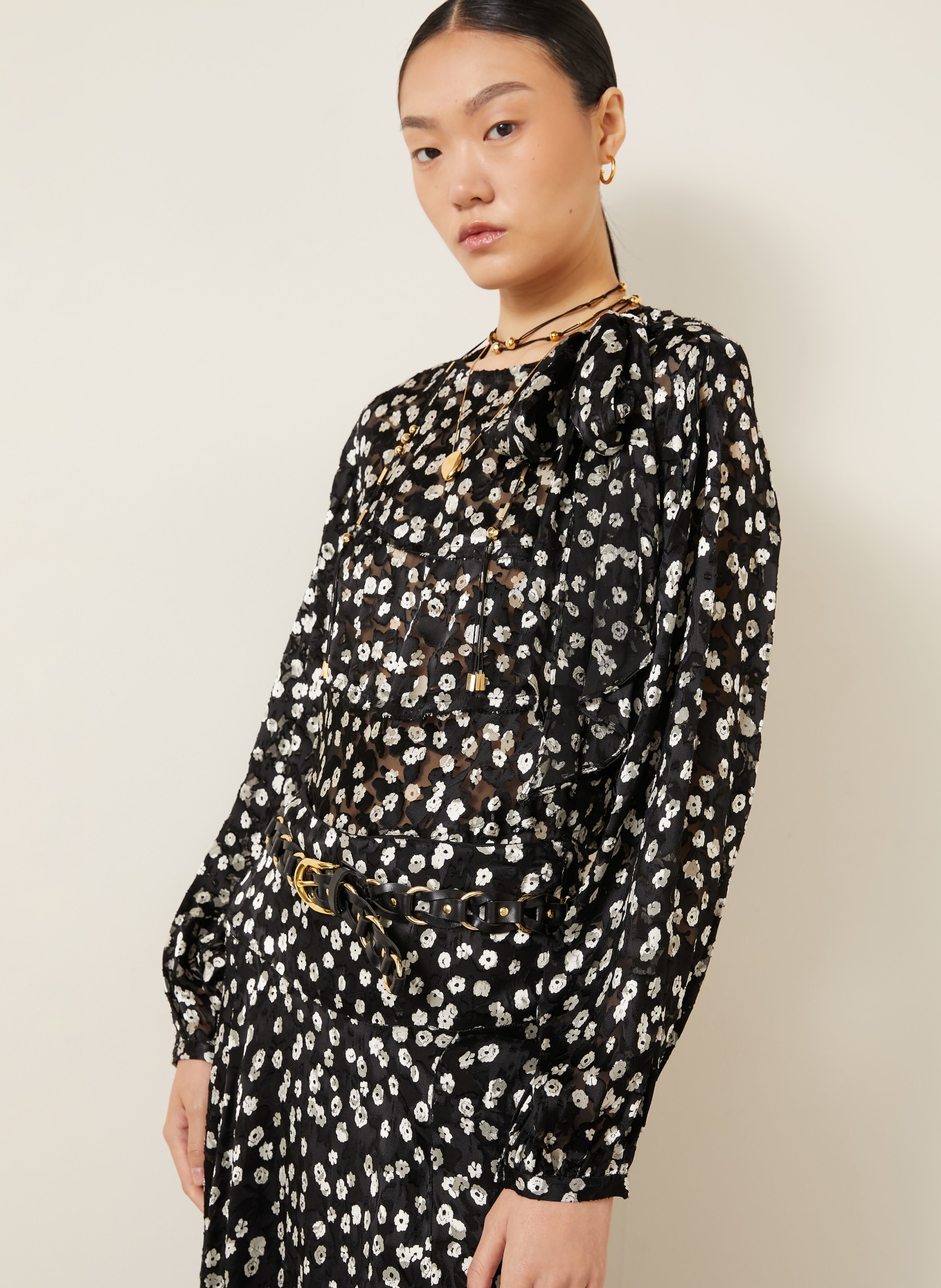 ISABEL MARANT Blusenshirt FIRMA mit Seide: SCHWARZ / WEISS