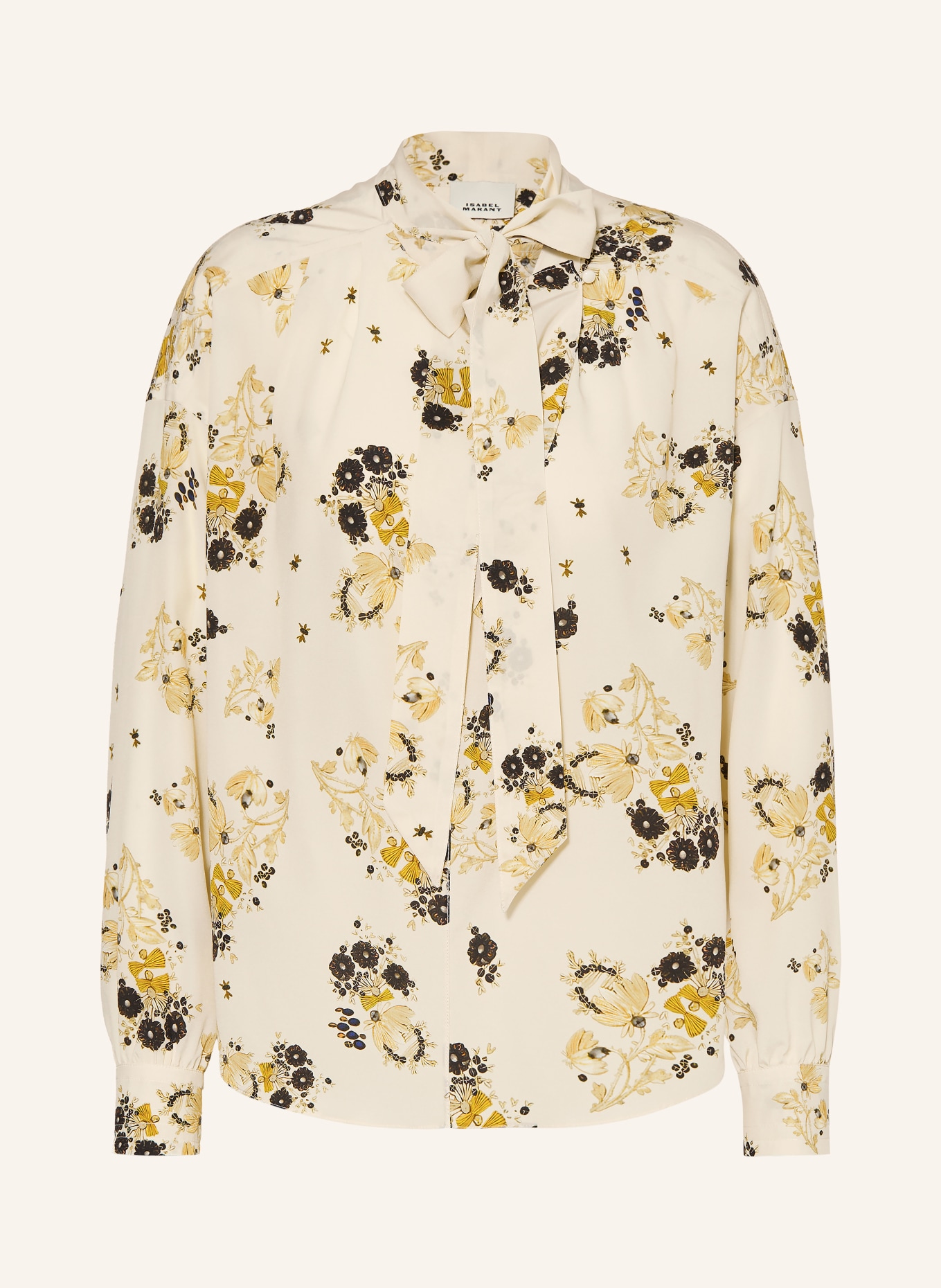 ISABEL MARANT FEDRY Tie-neck blouse with Silk: ECRU / DARK YELLOW / BLACK