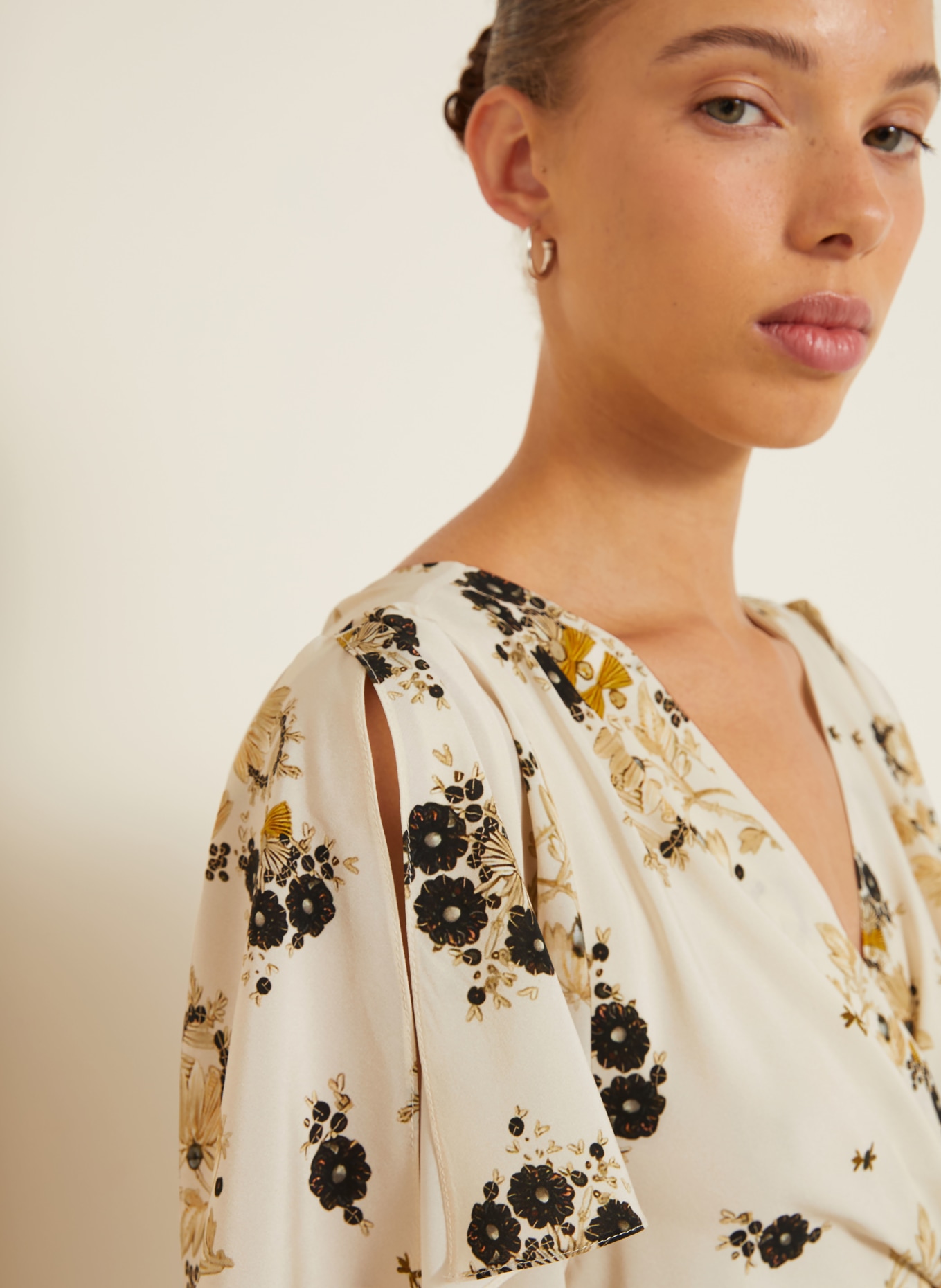 ISABEL MARANT FALJA-jurk met zijde: ECRU / DONKERGEEL / ZWART