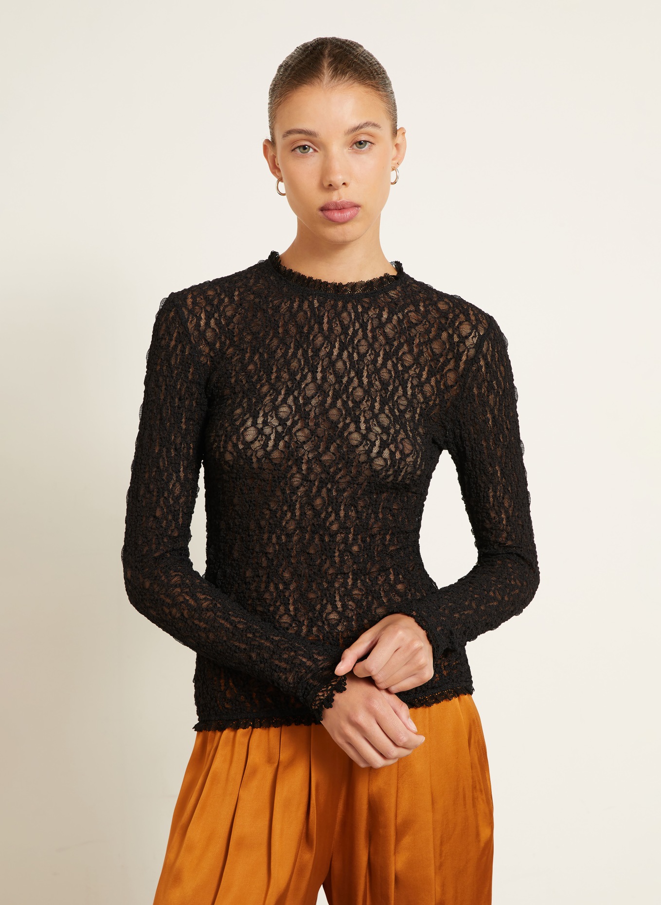 ISABEL MARANT Longsleeve BRANY aus Spitze: SCHWARZ