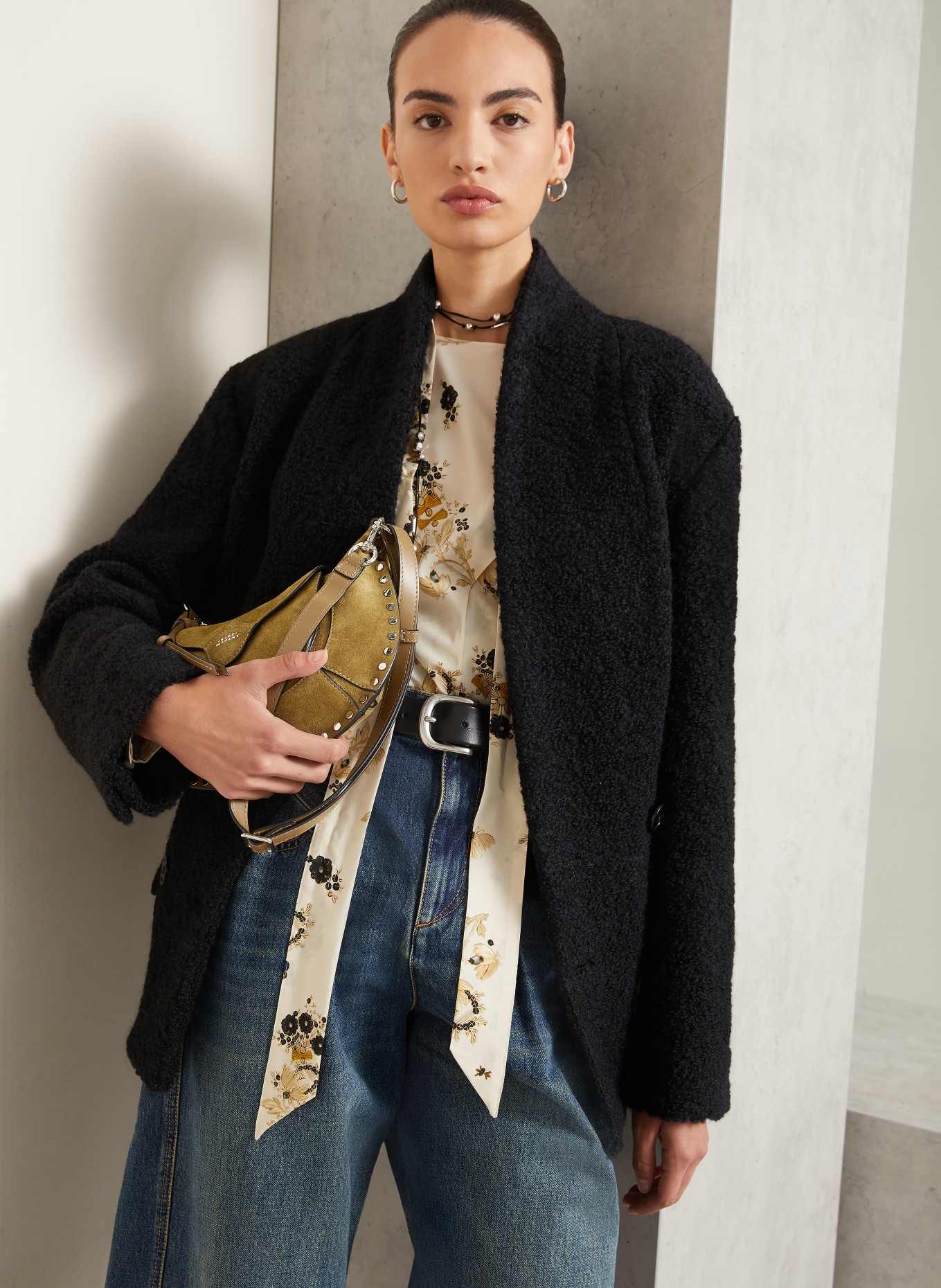 ISABEL MARANT Skuldertaske OSKAN MOON POCKET: KHAKI