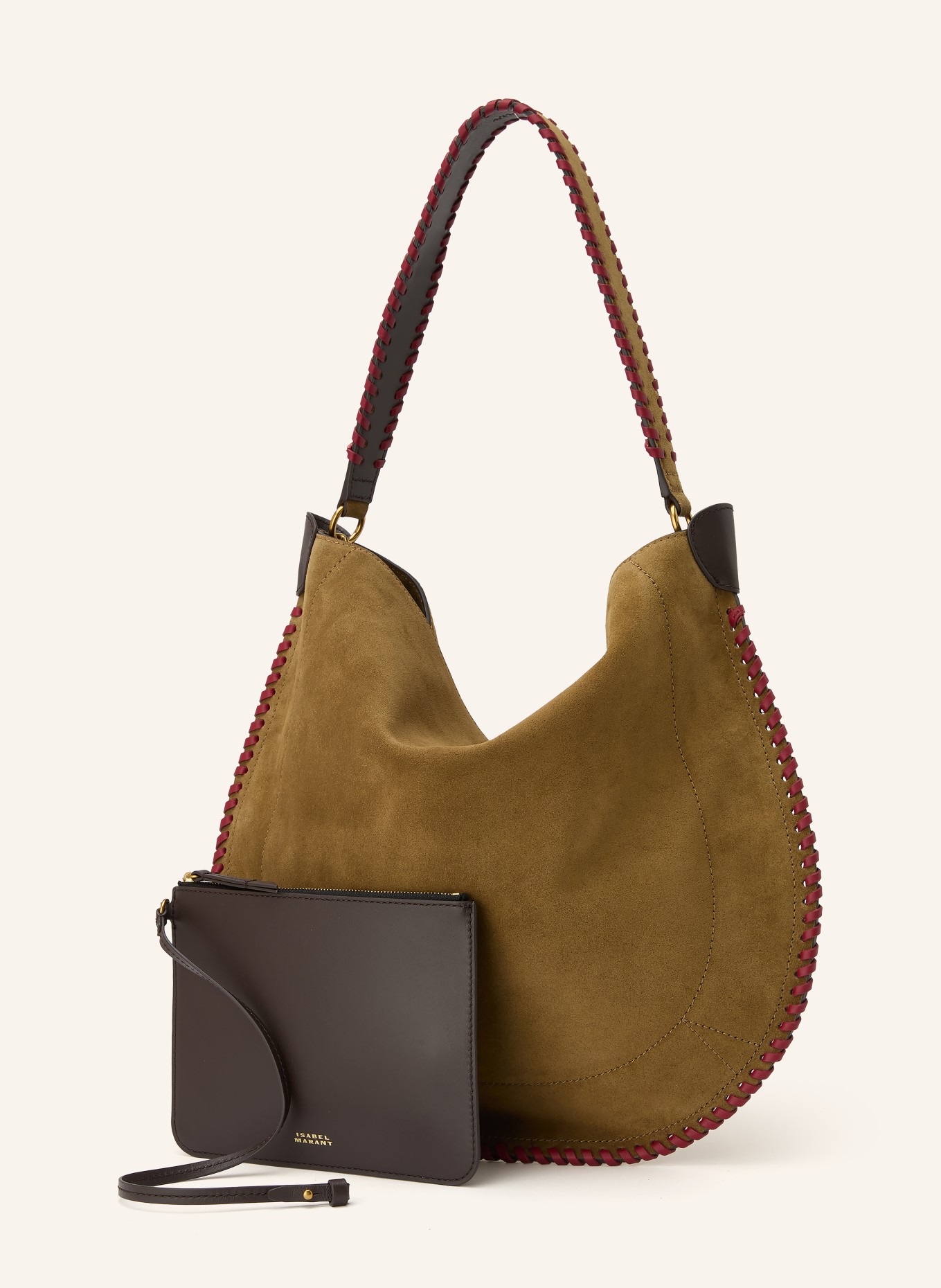 ISABEL MARANT Shopper OSKAN: BRUN / MØRKEBRUN / MØRKERØD