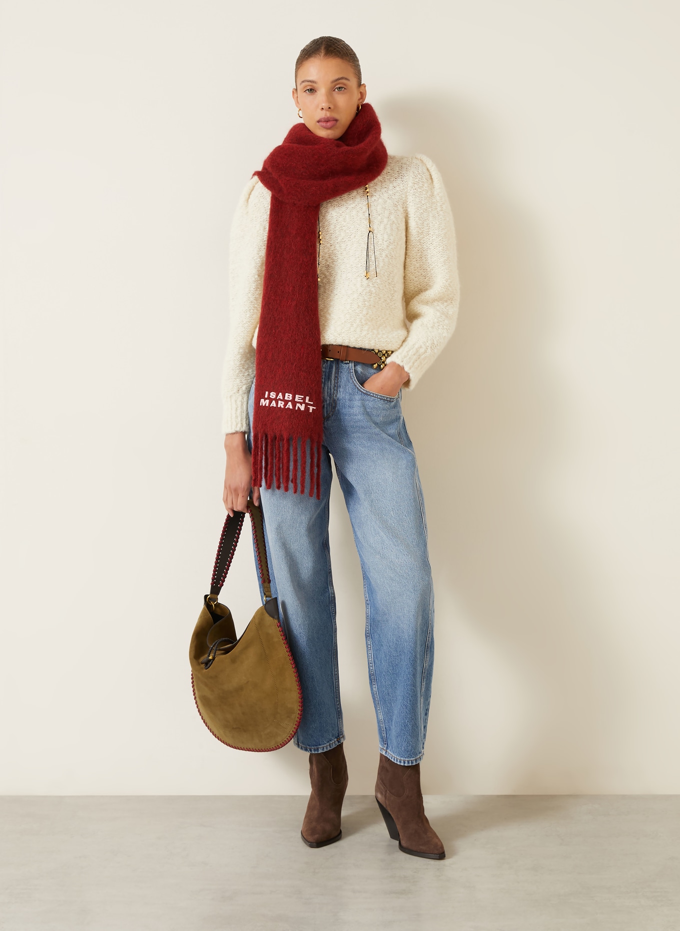 ISABEL MARANT Shopper OSKAN: BRAUN / DUNKELBRAUN / DUNKELROT