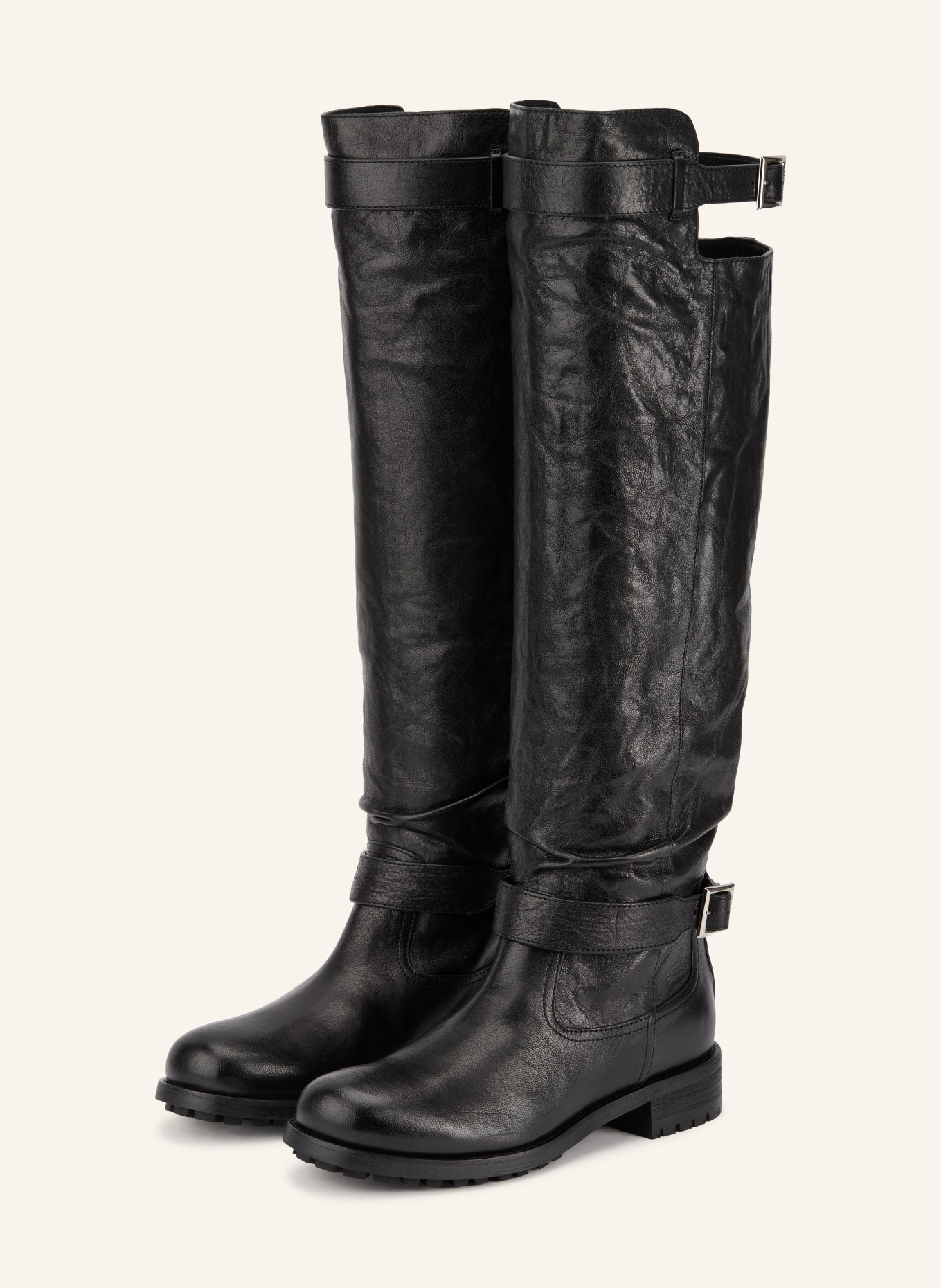 JIMMY CHOO Bottes BIKER: NOIR / ARGENT