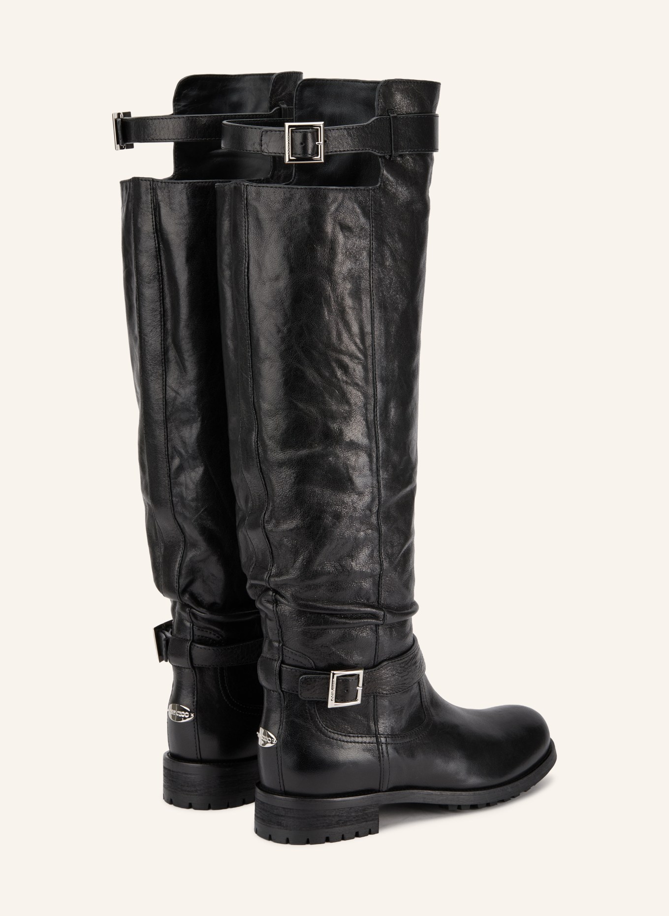 JIMMY CHOO Bottes BIKER: NOIR / ARGENT