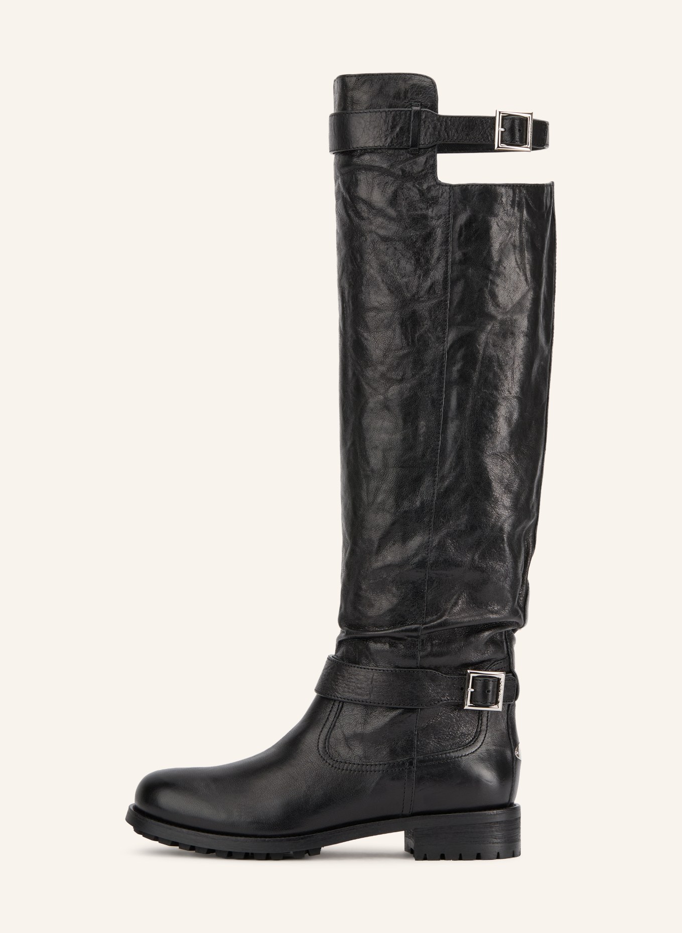 JIMMY CHOO Bottes BIKER: NOIR / ARGENT