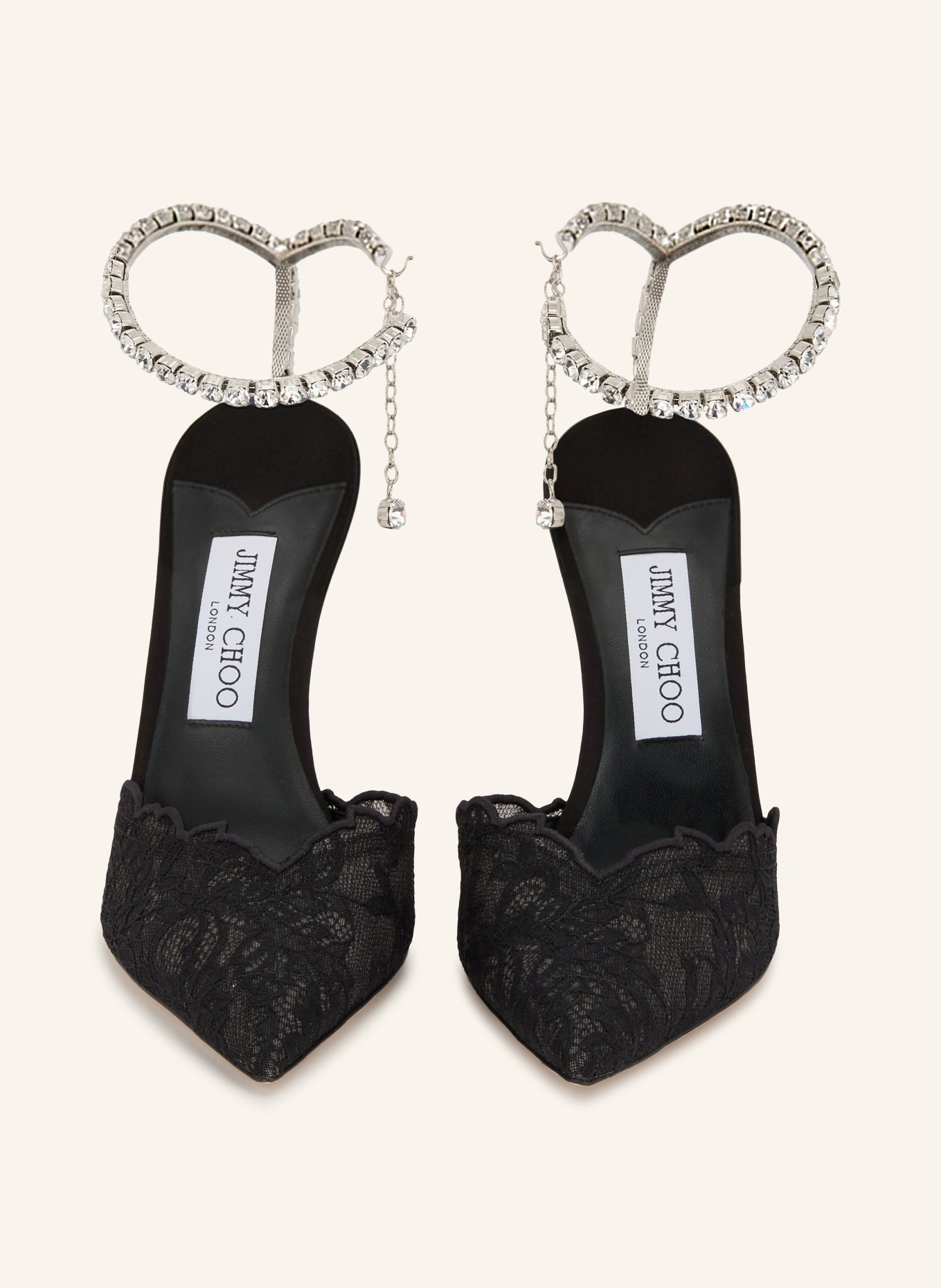 JIMMY CHOO Slingbacks SAEDA 100 avec strass: NOIR / ARGENT