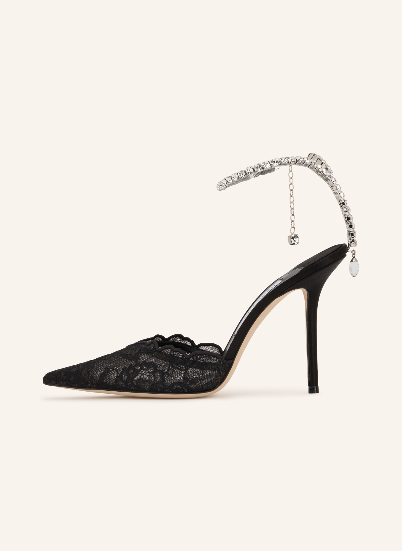 JIMMY CHOO Slingbacks SAEDA 100 avec strass: NOIR / ARGENT