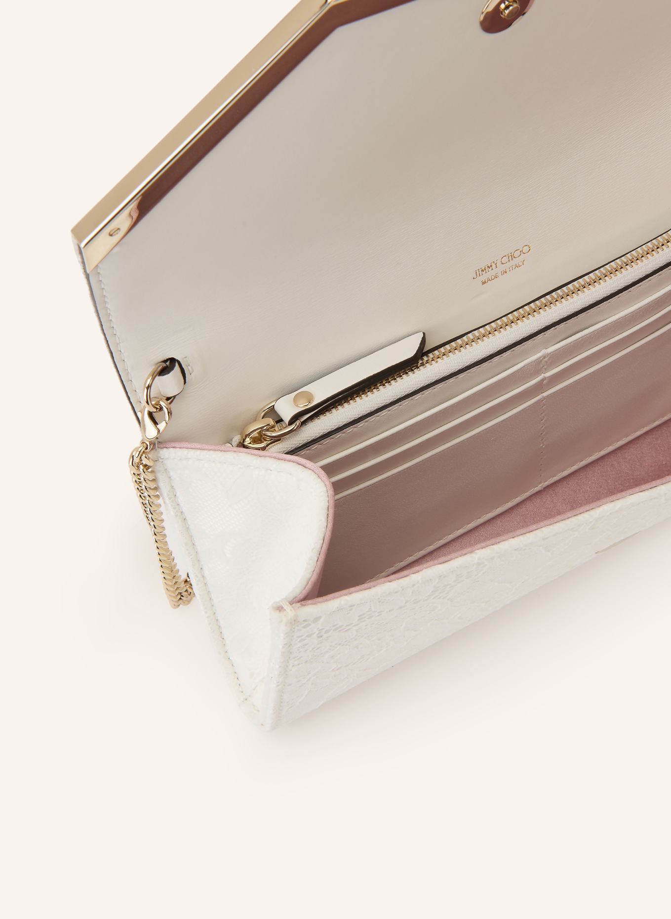 JIMMY CHOO Pochette EMMIE: BLANC / OR