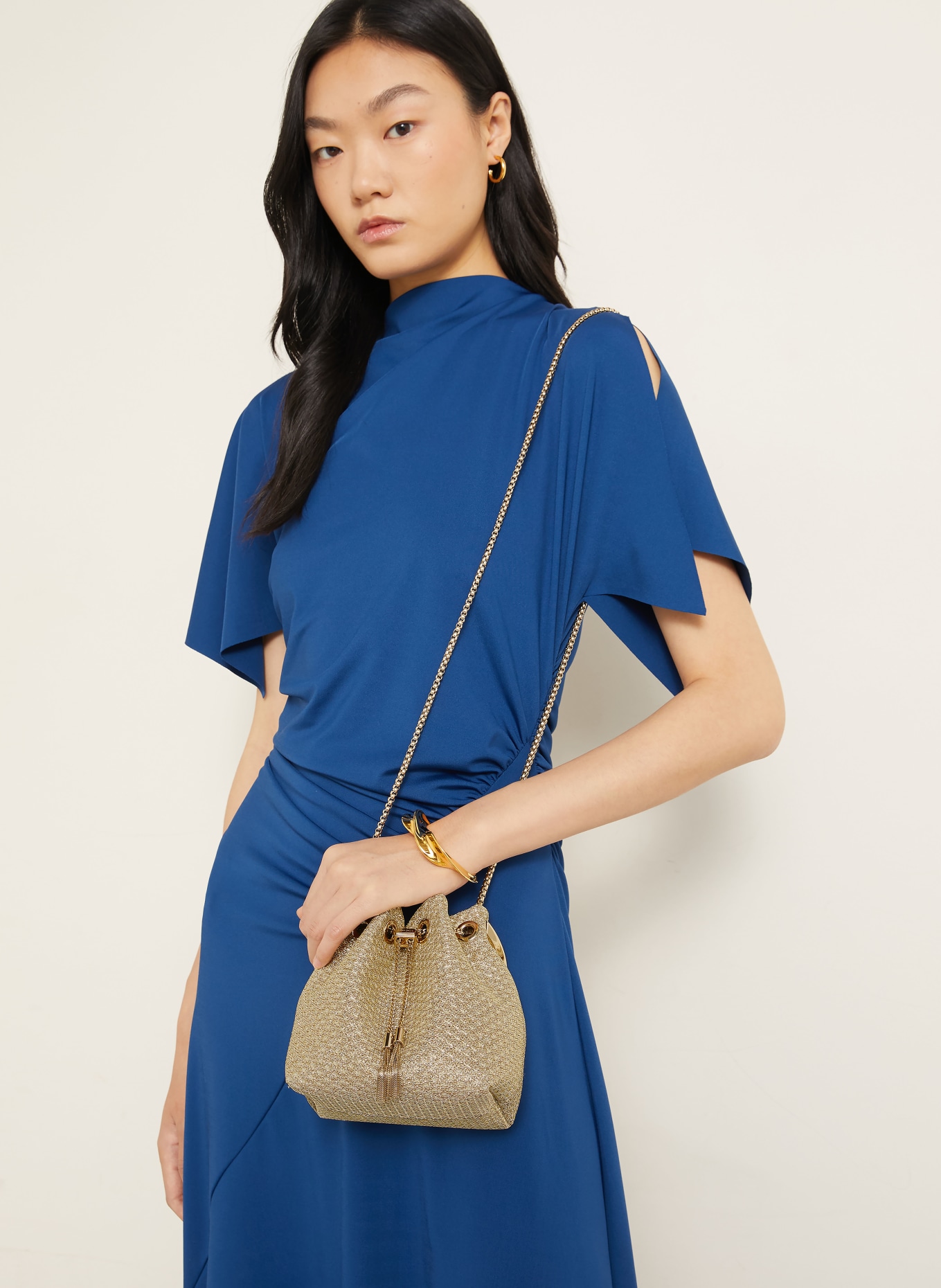 JIMMY CHOO Umhängetasche BON BON MINI: GOLD / SILBER
