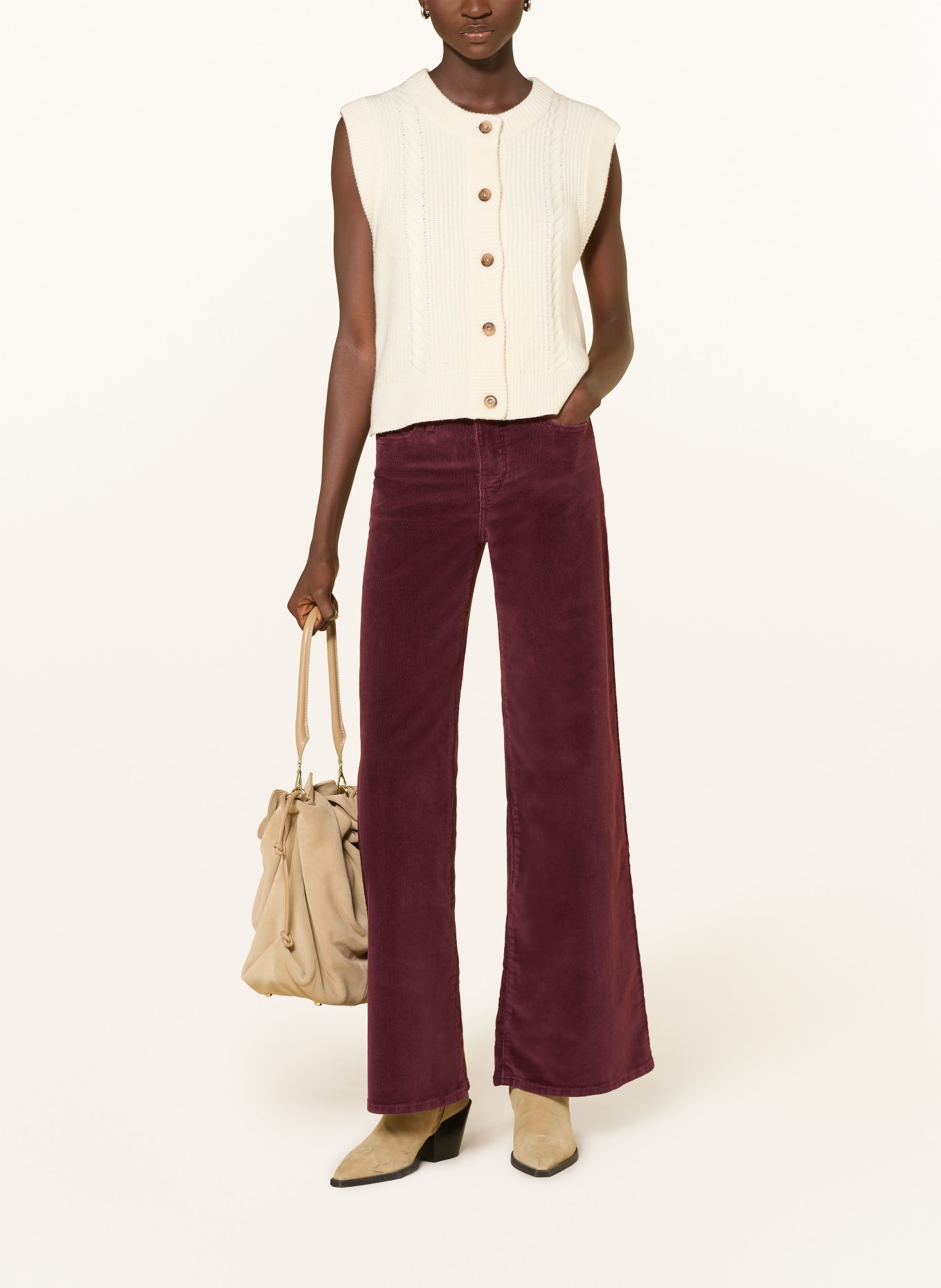 Levi's® Marlene-broek 318 SHAPING WIDE LEG van corduroy: DONKERROOD