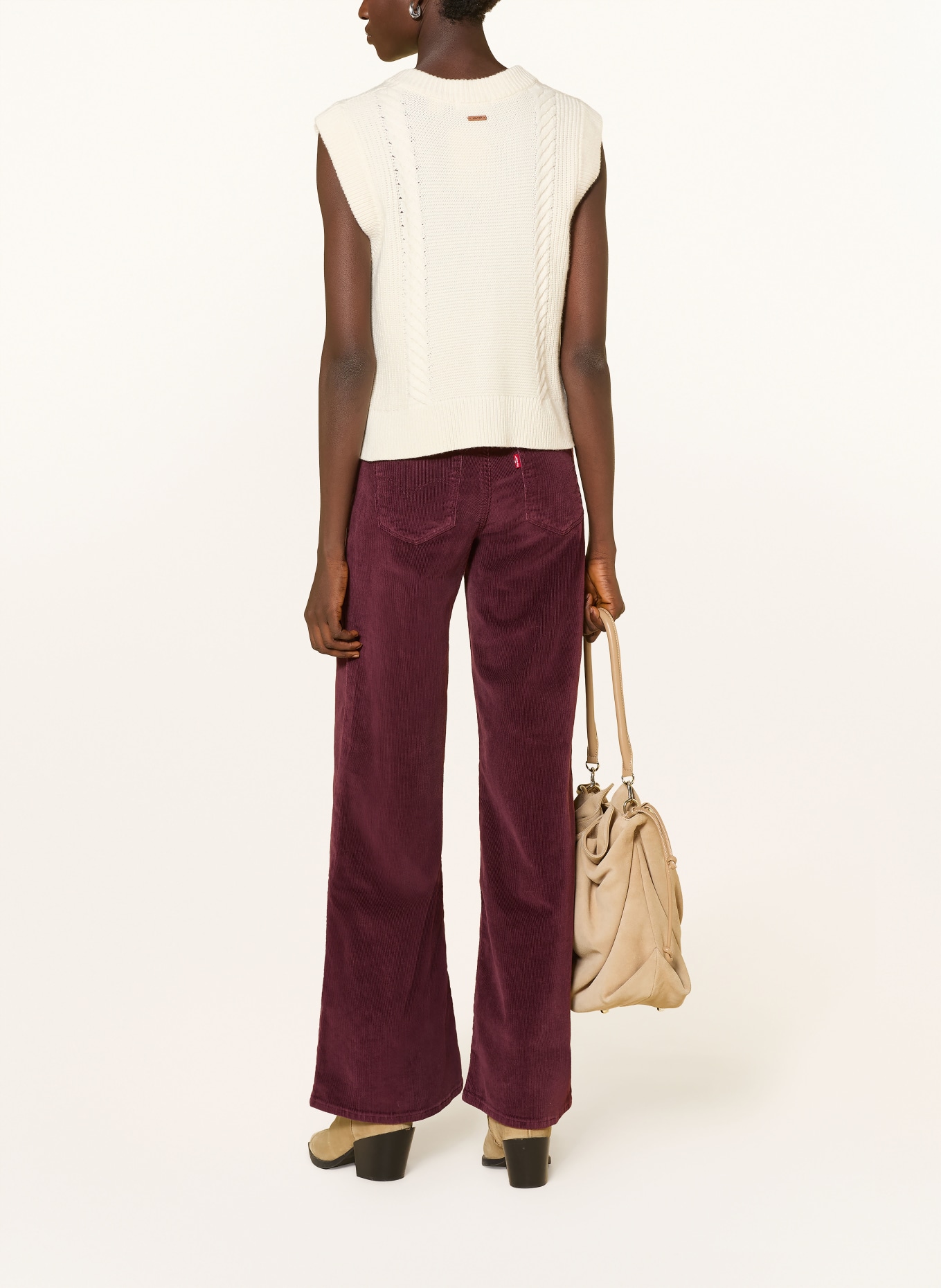 Levi's® Marlene-broek 318 SHAPING WIDE LEG van corduroy: DONKERROOD