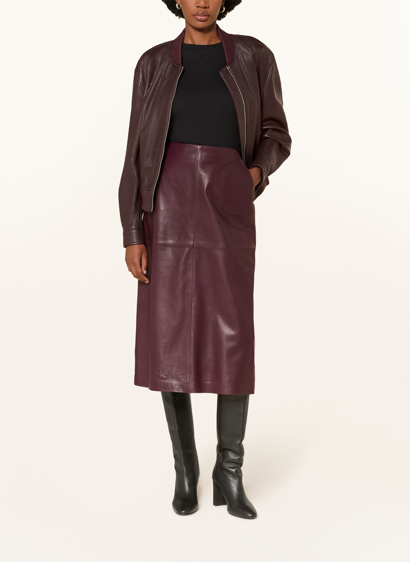 windsor. Jupe en cuir: LILAS FONCÉ