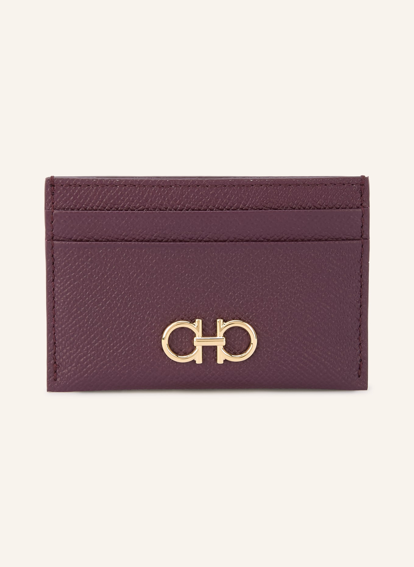 FERRAGAMO Card Holder THE GANCINI: DARK RED / GOLD