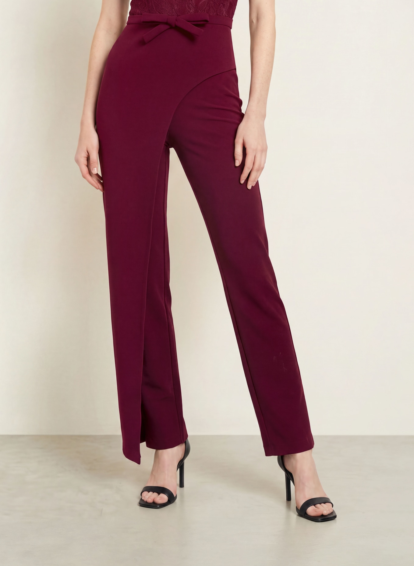 ADRIANNA PAPELL Jumpsuit im Materialmix: DUNKELROT