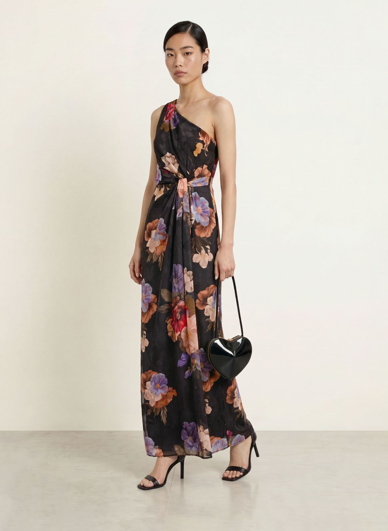 ADRIANNA PAPELL Abendkleid: SCHWARZ / ROSÉ / HELLLILA