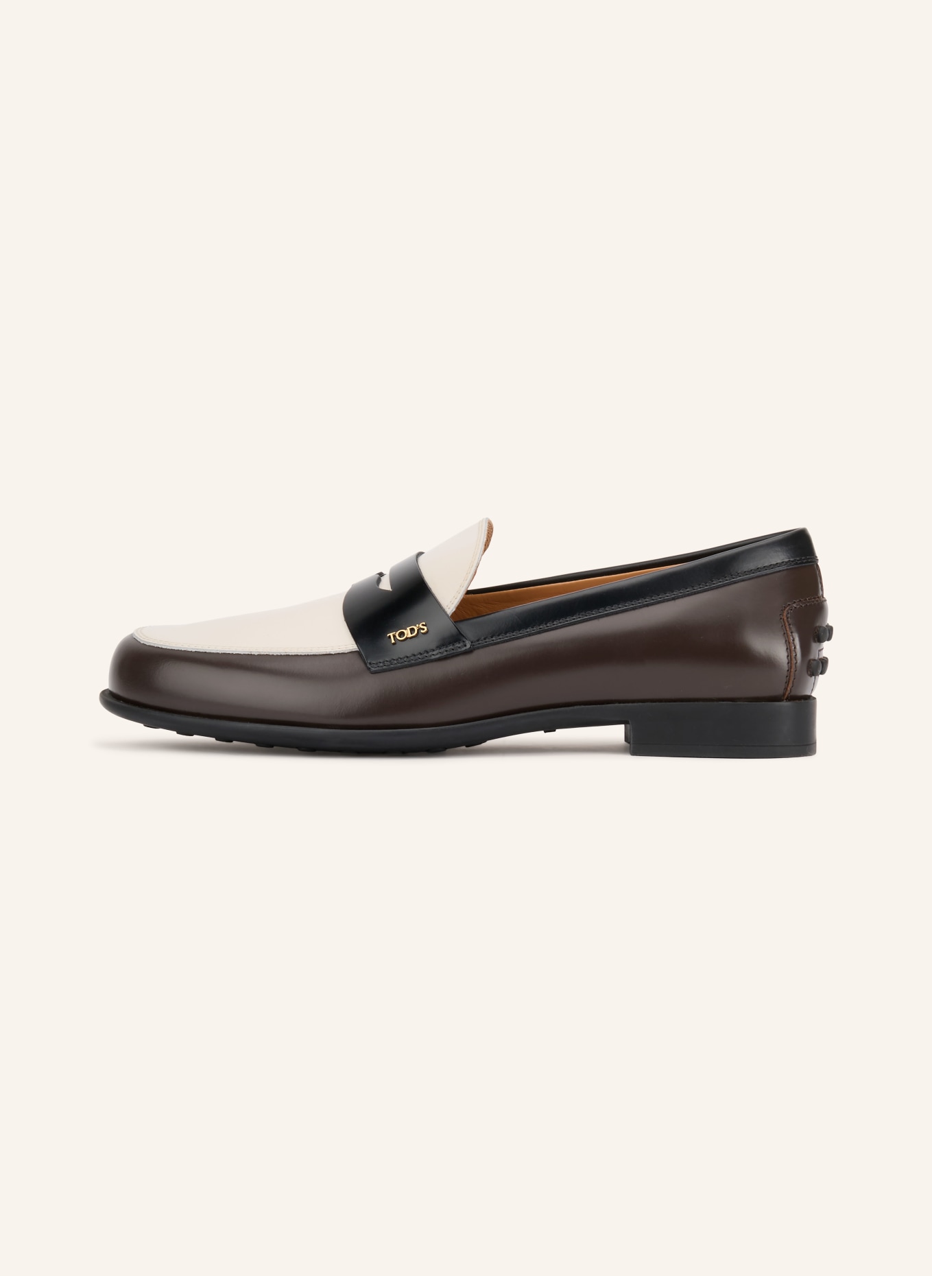 TOD'S Penny-Loafer: DUNKELBRAUN / WEISS / SCHWARZ