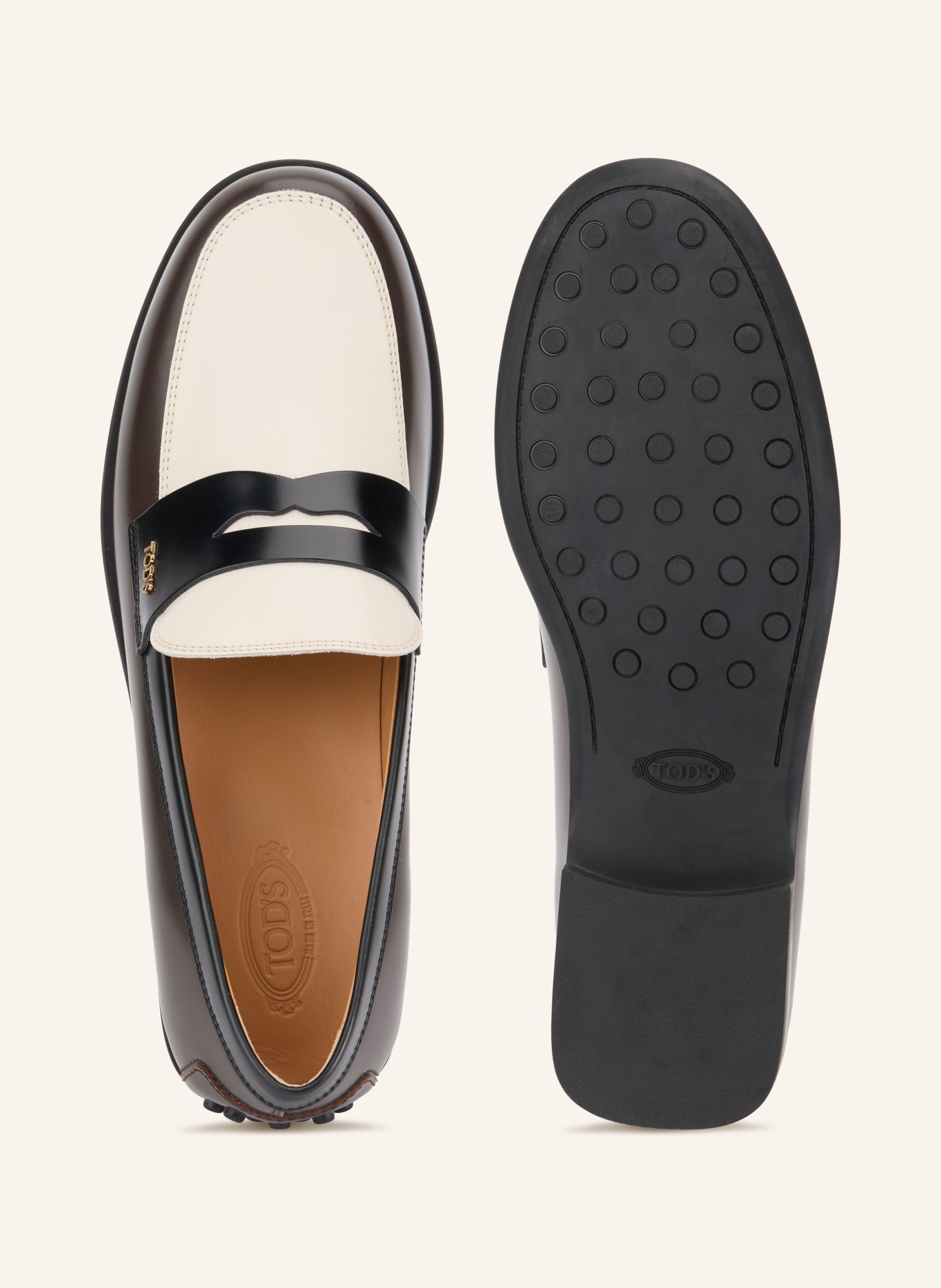 TOD'S Penny-Loafer: DUNKELBRAUN / WEISS / SCHWARZ
