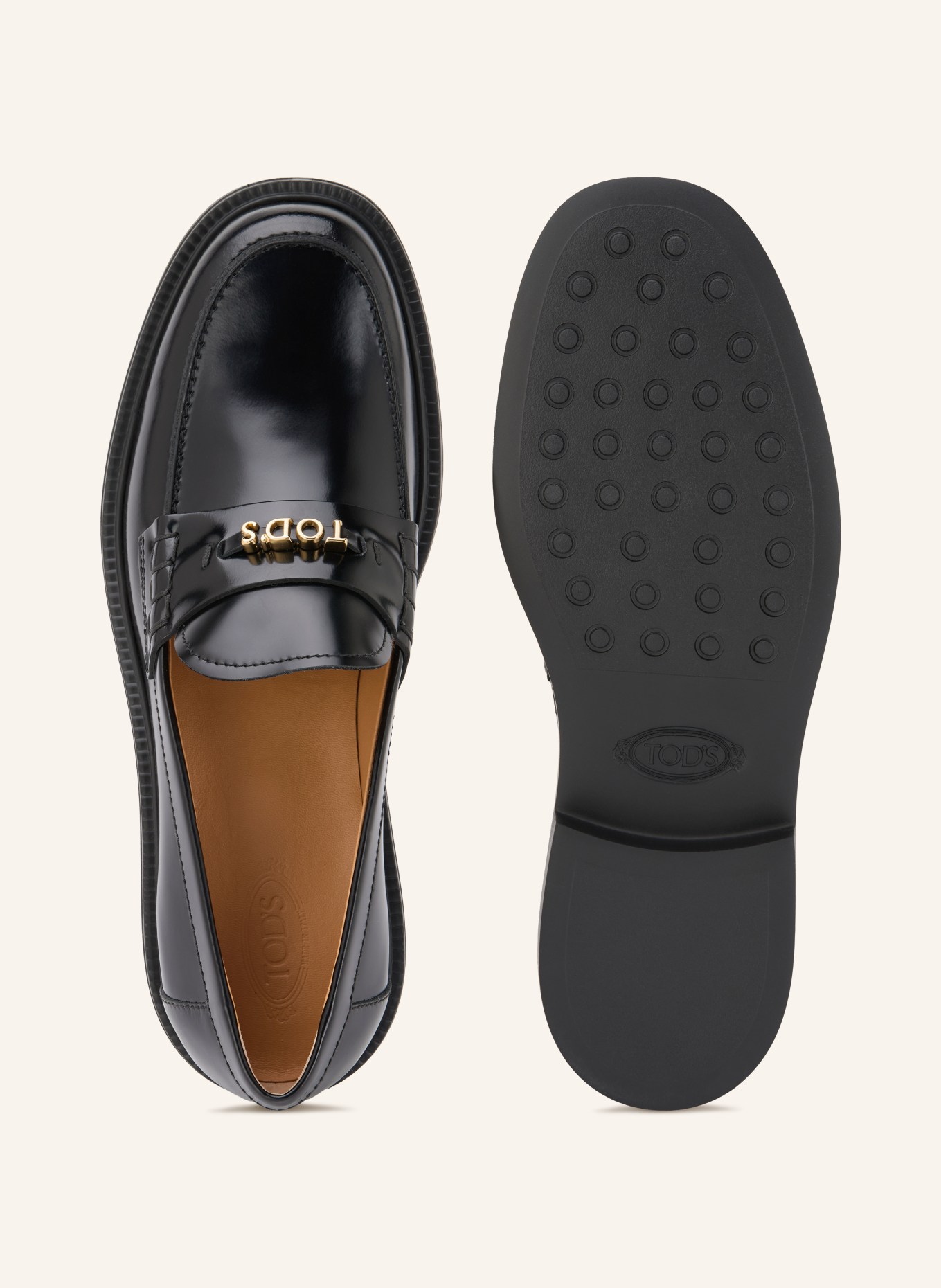 TOD'S Mokasíny GOMMA: ČERNÁ / ZLATÁ