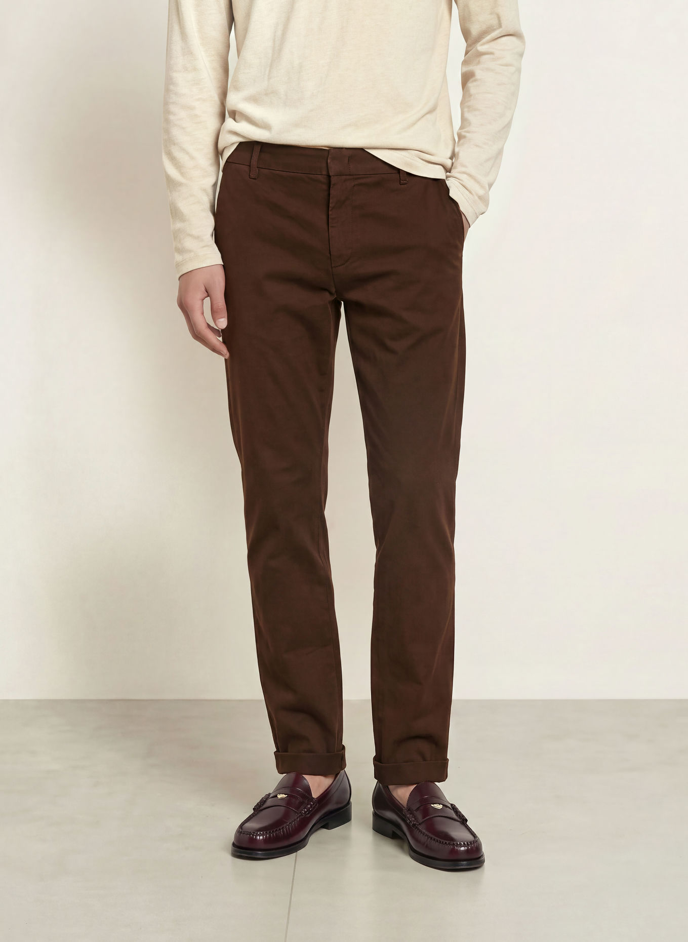 Dondup GAUBERT Regular Fit Chinos: DARK BROWN