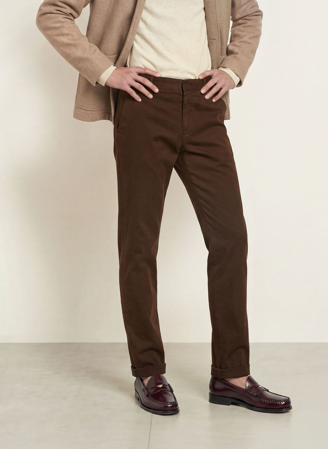 Dondup GAUBERT Regular Fit Chinos: DARK BROWN