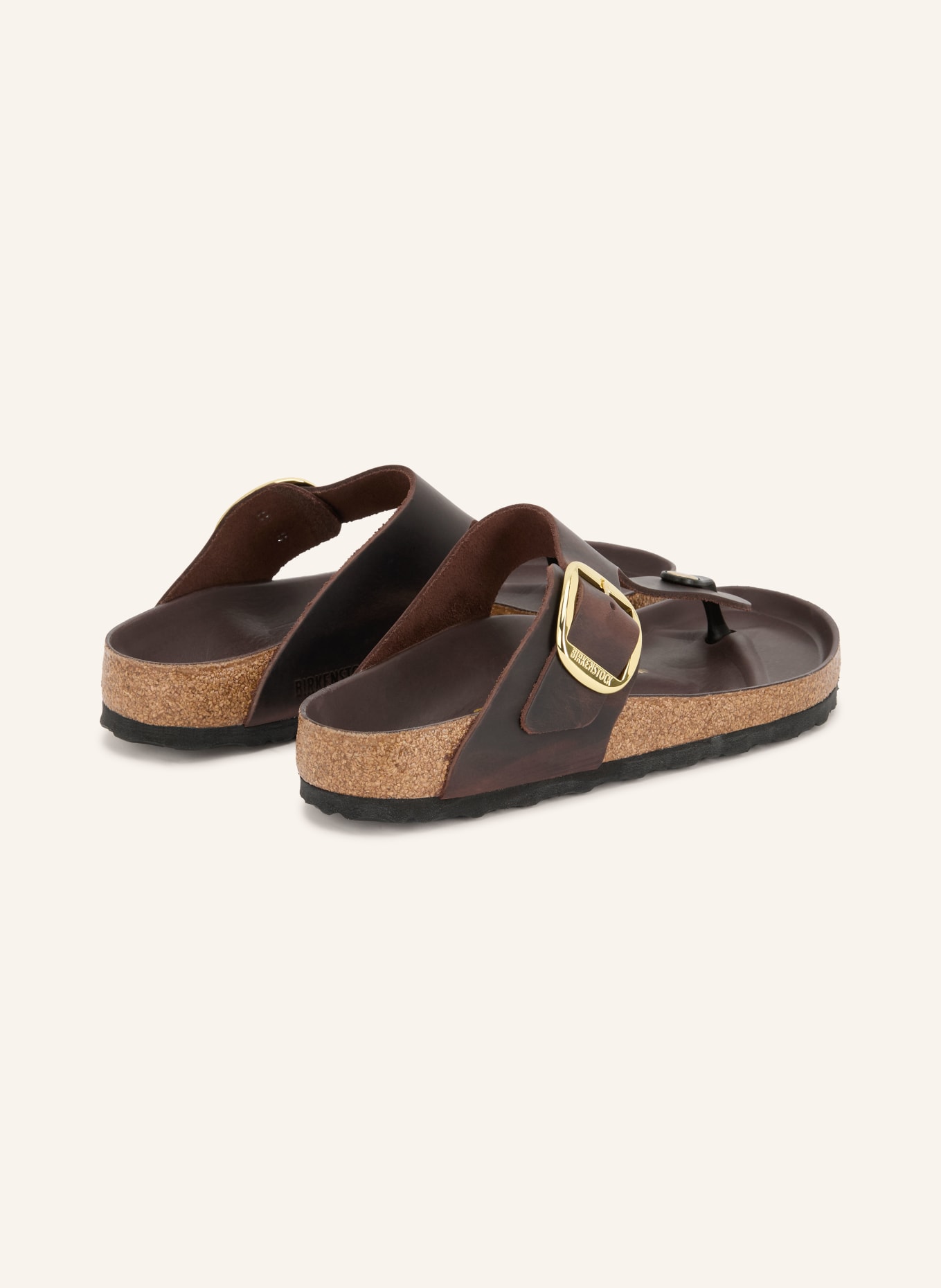 BIRKENSTOCK GIZEH BIG BUCKLE Thong sandals: DARK BROWN / GOLD